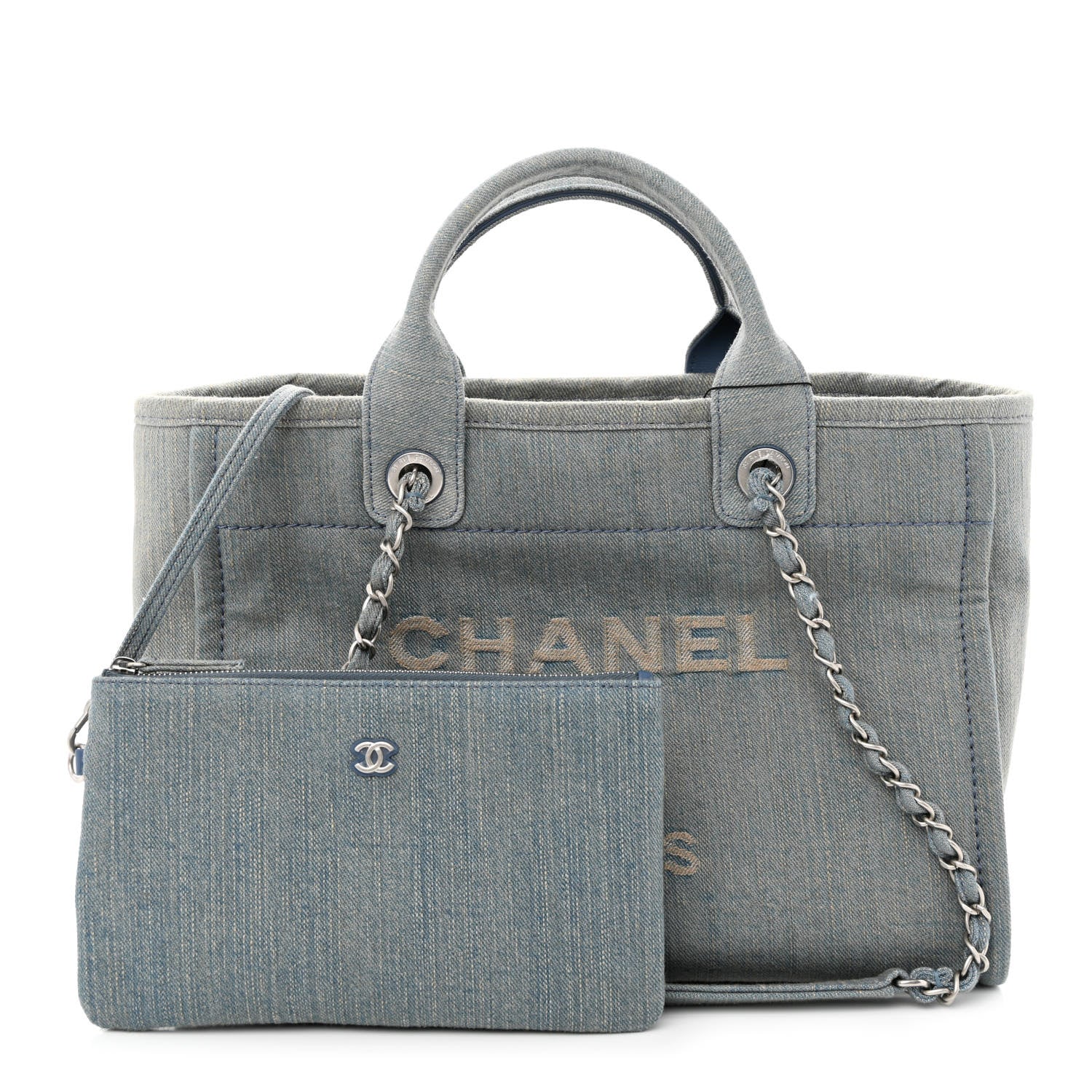 Chanel Denim Small Deauville Tote Light Blue 1 of 13