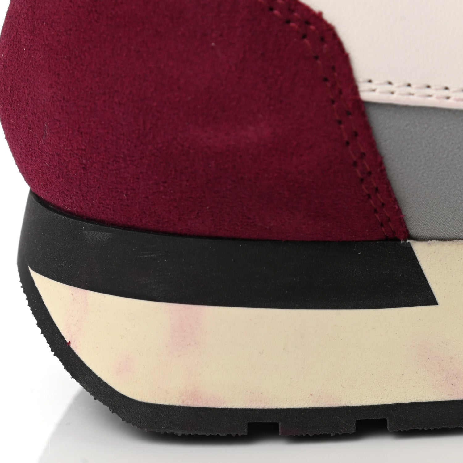 Balenciaga Calfskin Neoprene Mesh Suede Race Runner Sneakers 38 White Burgundy 9 of 10