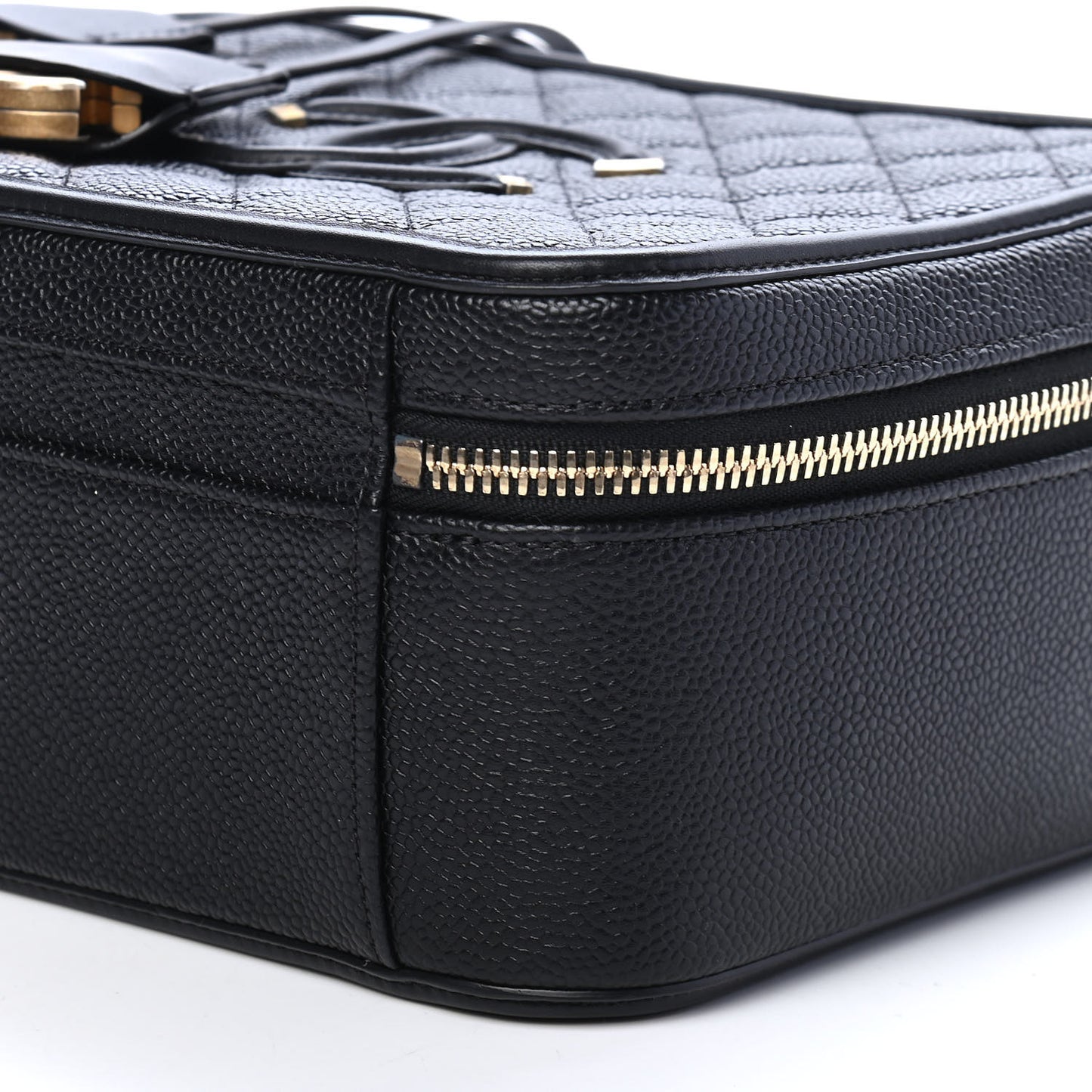 Caviar Quilted Large CC Filigree Vanity Case Black