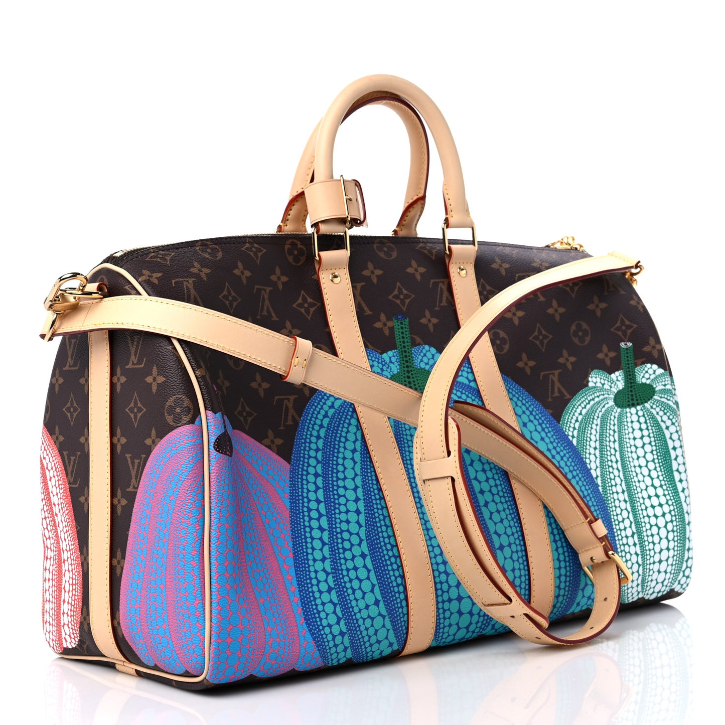 LV X YK Monogram Pumpkins Keepall Bandouliere 45