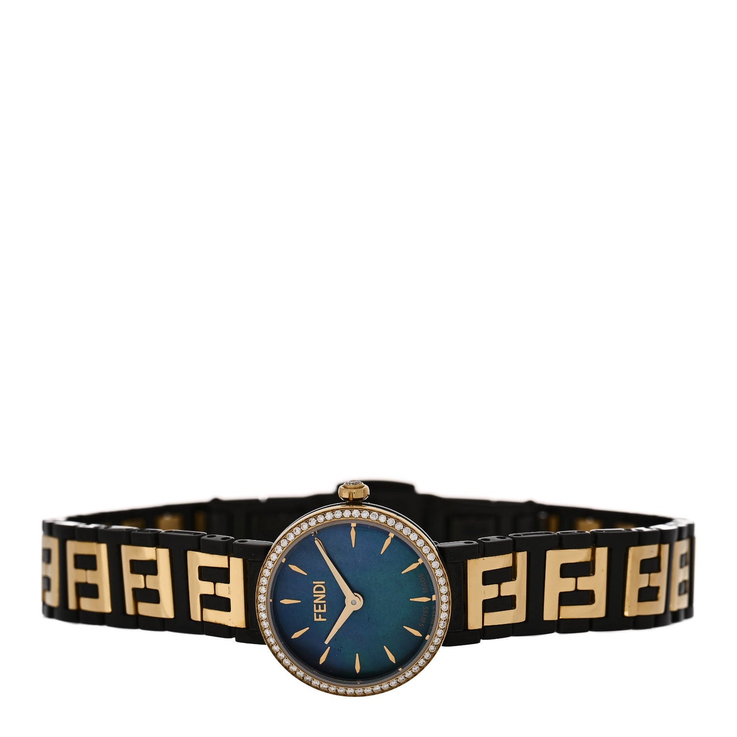 Stainless Steel Diamond Bezel Blue Mother of Pearl 19mm Fendi Forever Quartz Watch