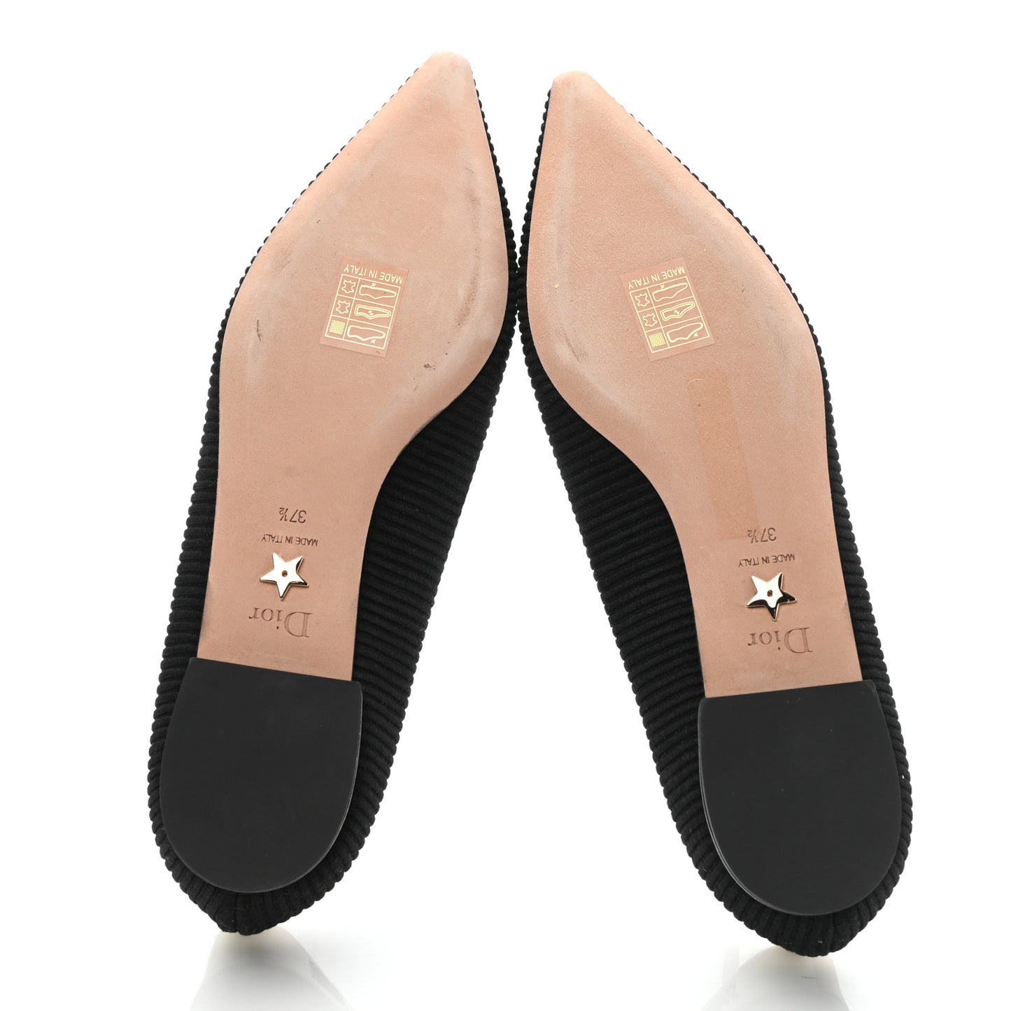 Fabric Ribbon Embroidered J'Adior Ballet Flats 37.5 Black