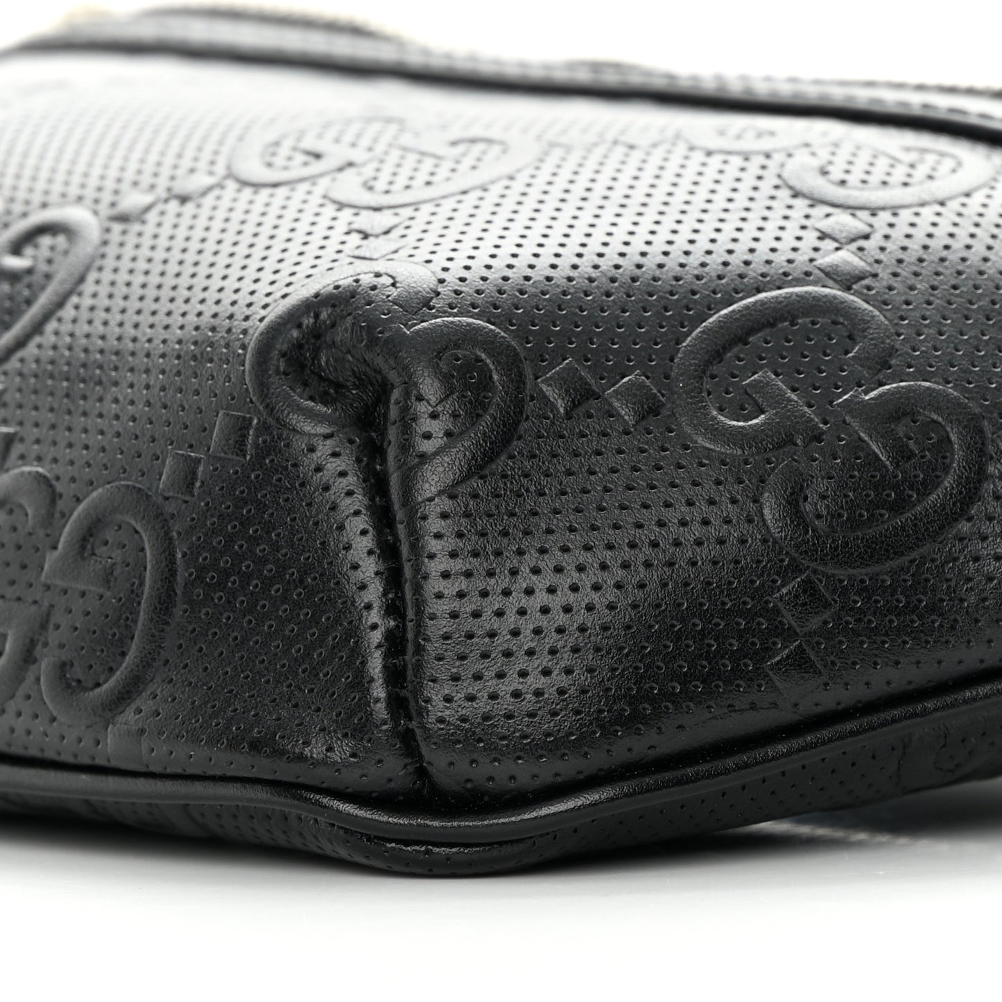 Calfskin GG Tennis Embossed Belt Bag Black