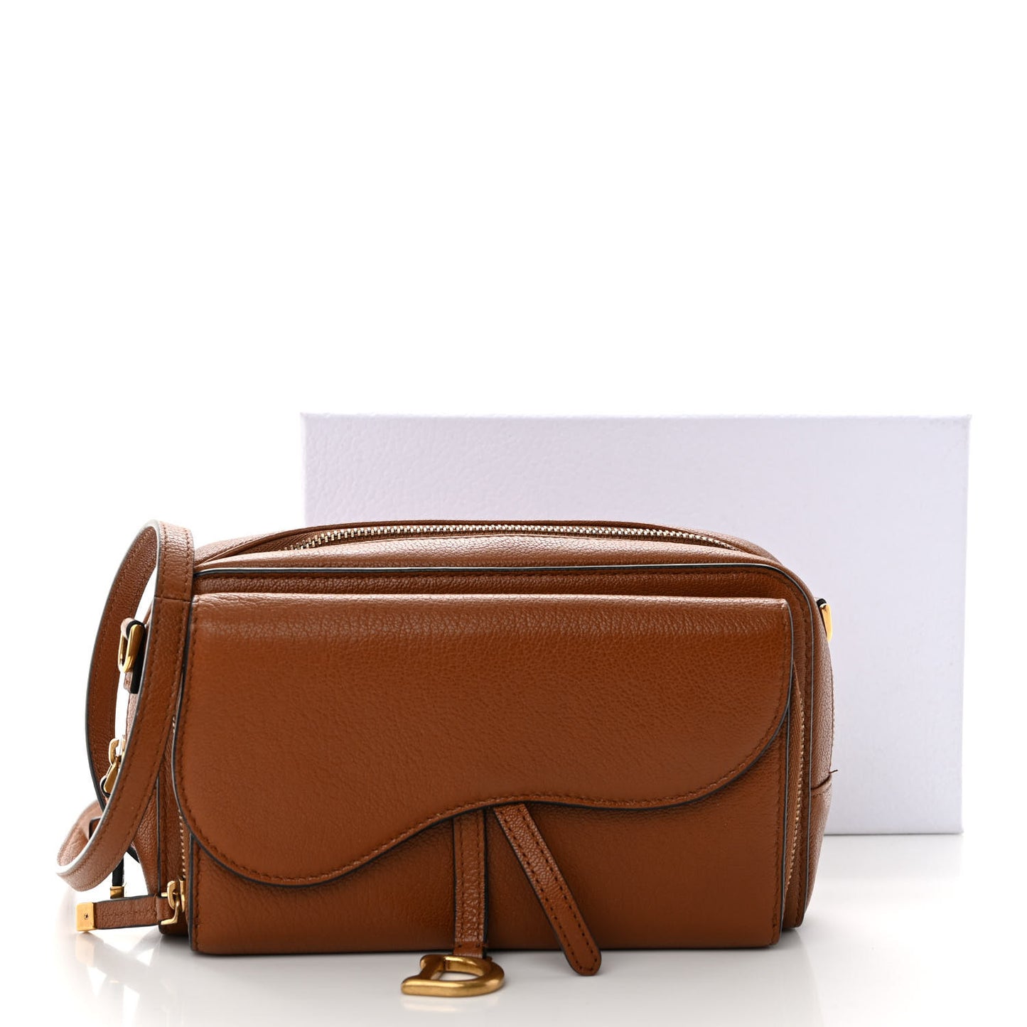 Goatskin Double Saddle Pouch Tan
