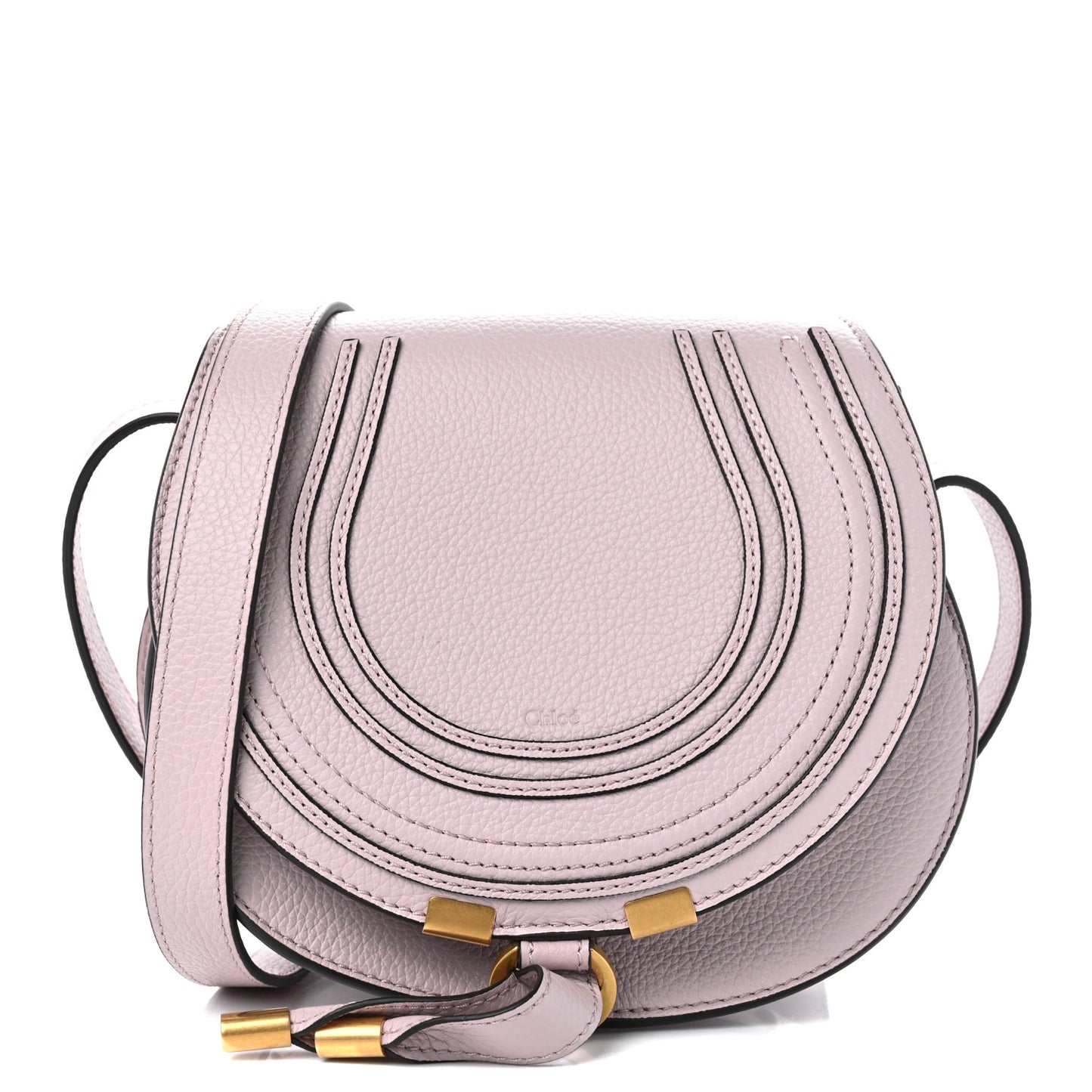 Grained Calfskin Small Marcie Saddle Bag Misty Lavender