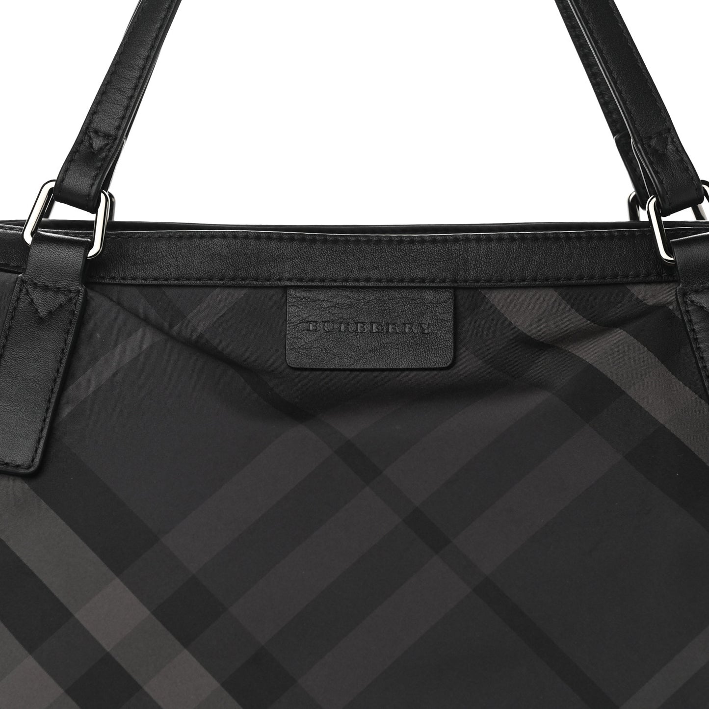 Nylon Check Buckleigh Packable Tote Charcoal