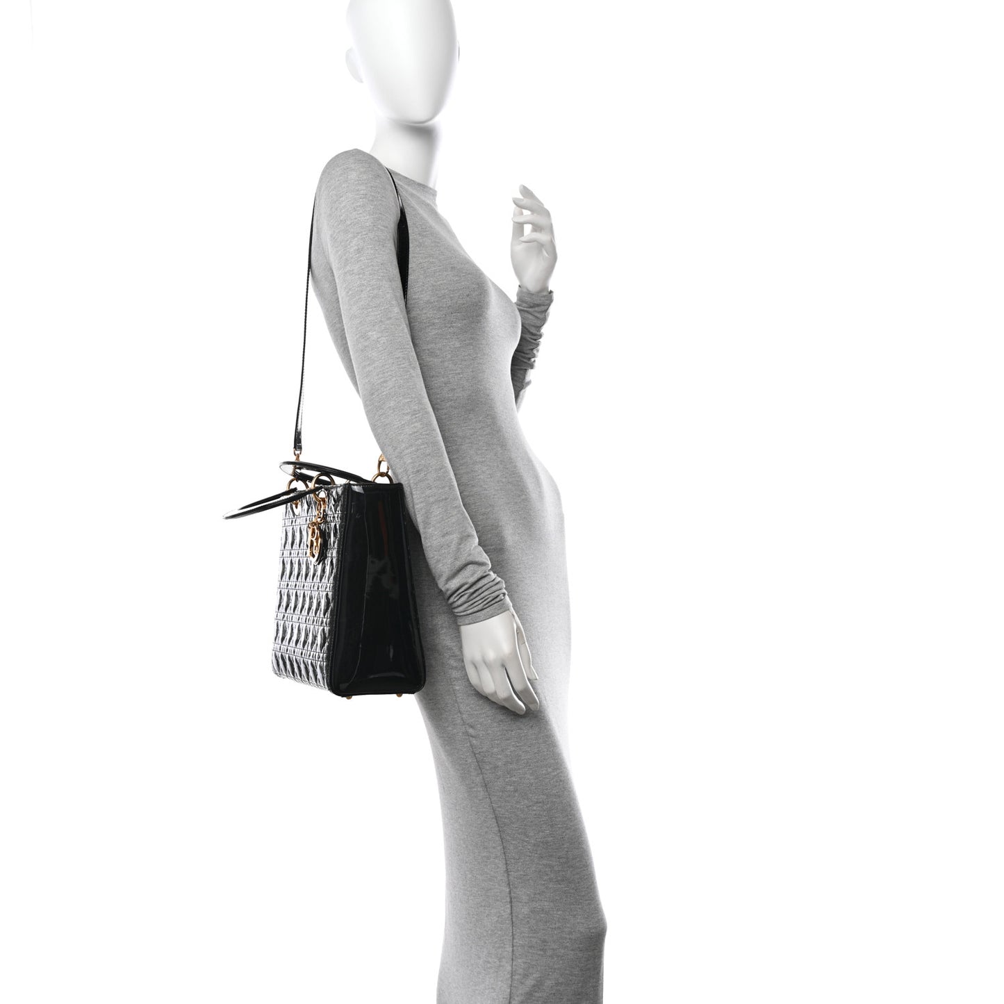 Patent Cannage Large Lady Dior Black