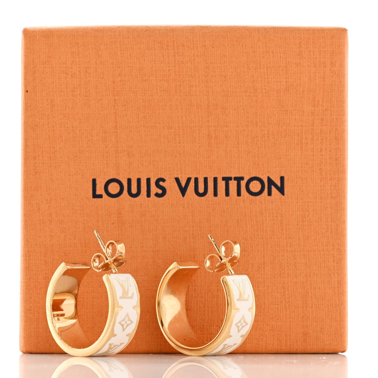 Metal Enamel Hoop Earrings Gold