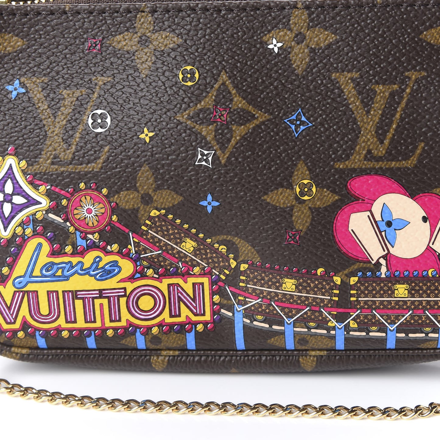 Monogram 2020 Christmas Animation Roller Coaster Mini Pochette Accessories Pivoine