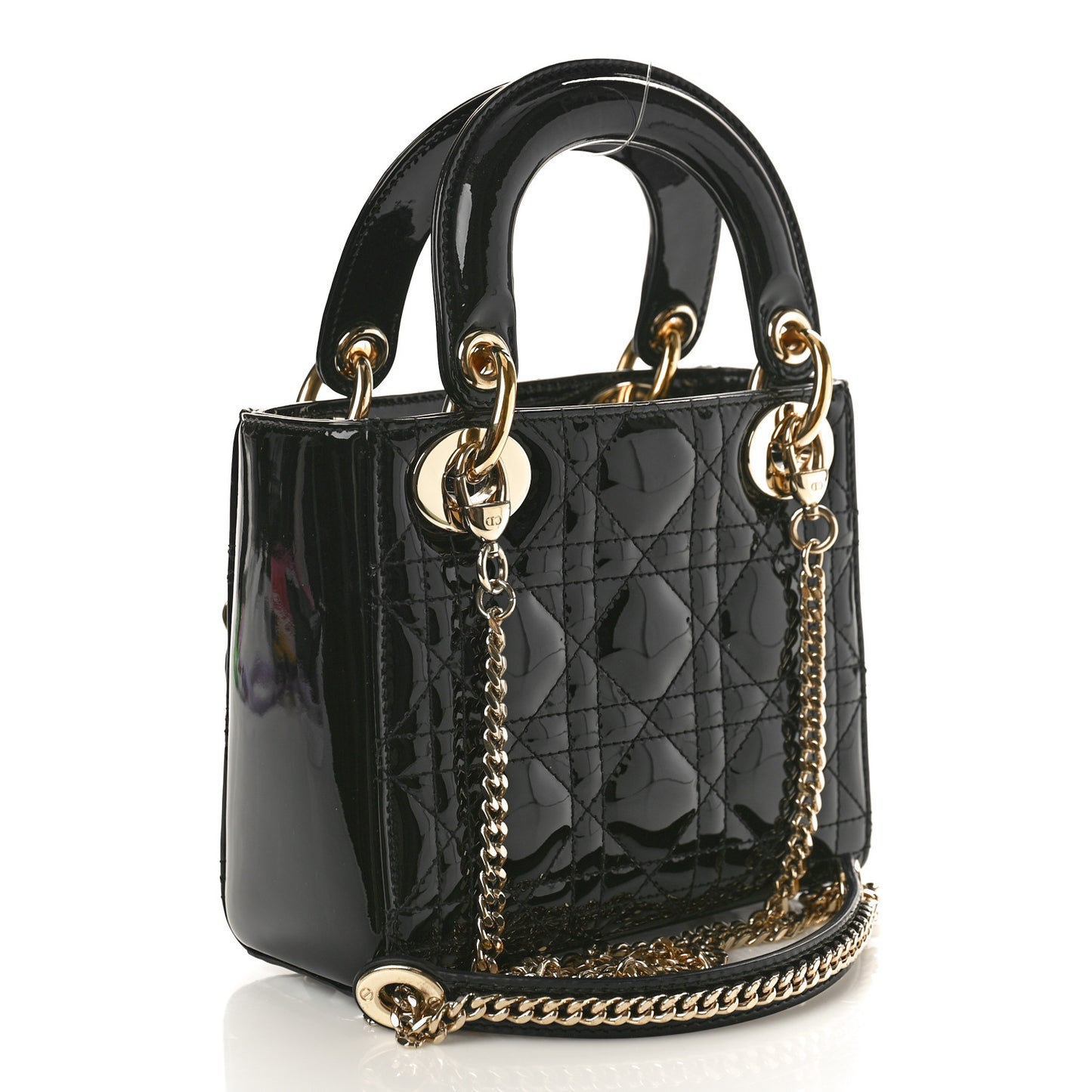 Patent Cannage Mini Lady Dior Black