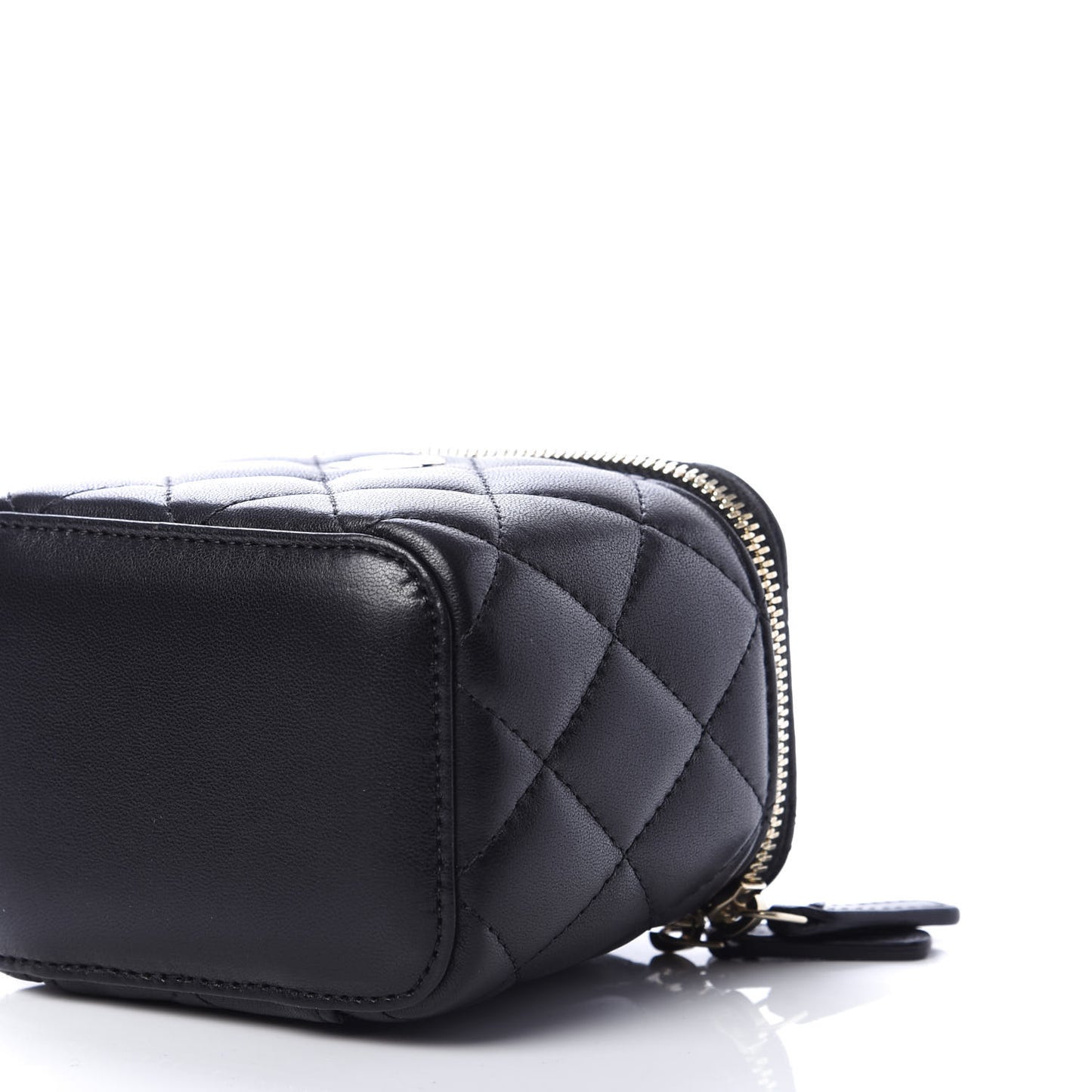 Lambskin Quilted Mini Vanity Case With Chain Black