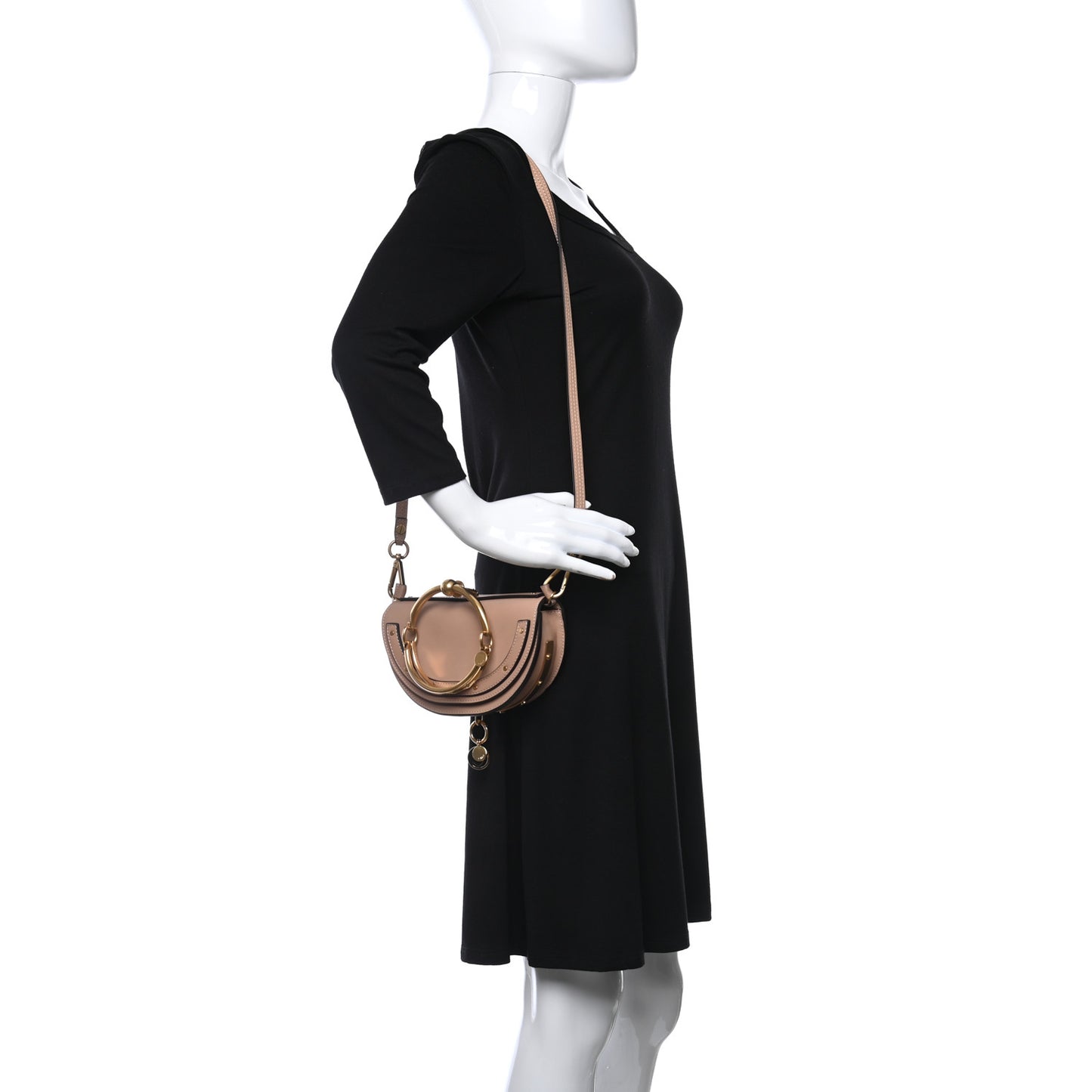 Calfskin Small Nile Bracelet Minaudiere Bag Biscotti Beige