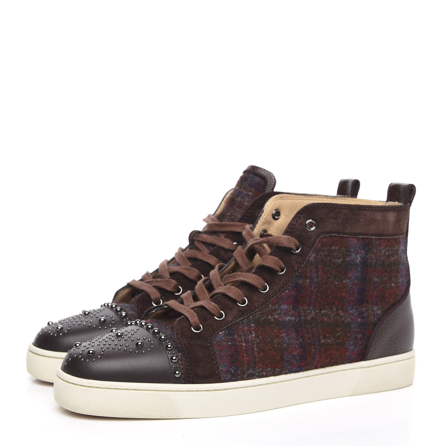 Calfskin Wool Snowflake Veau Velours Mens Lulu Flat Sneakers 45.5 Expresso Merlot