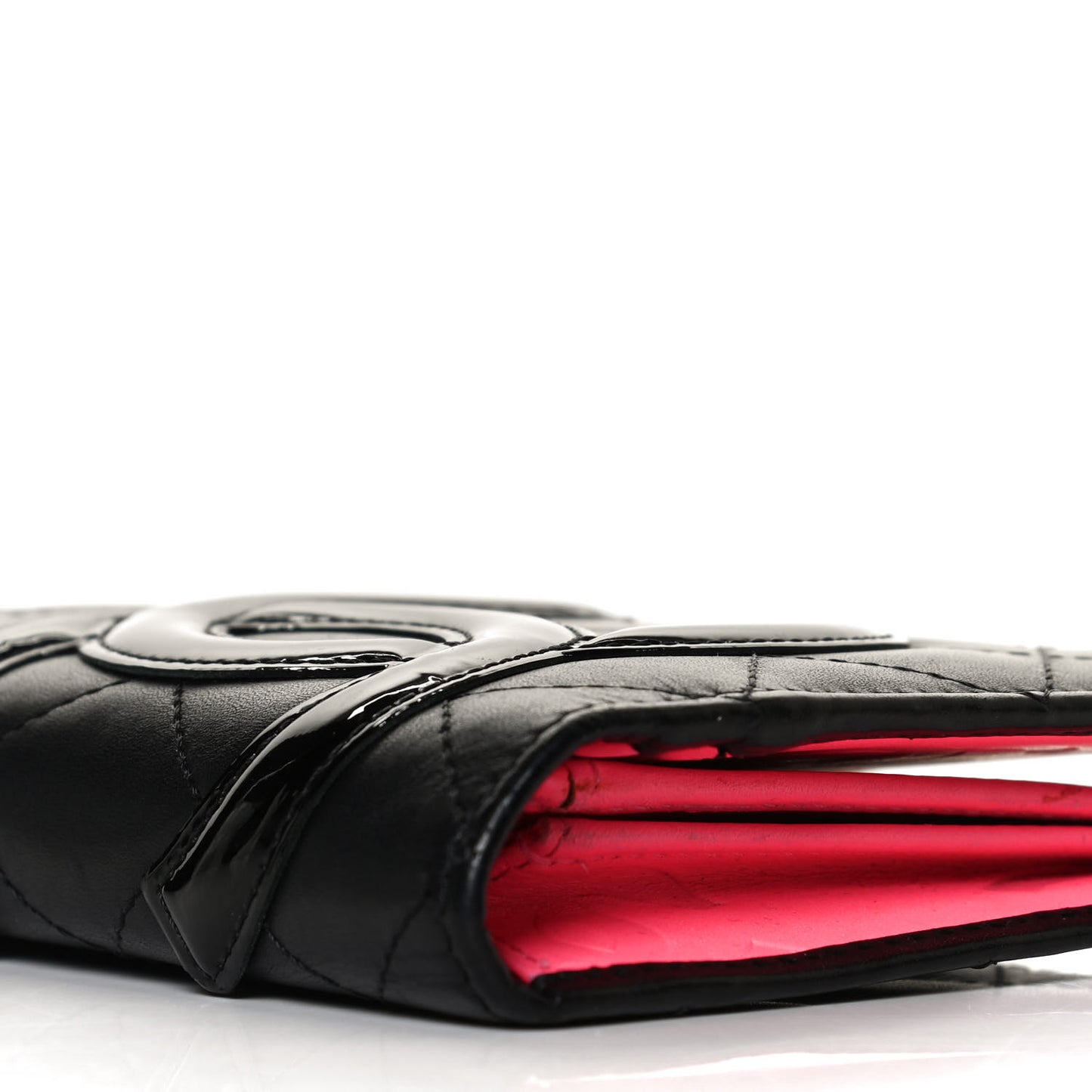 Calfskin Quilted Cambon Yen Wallet Black
