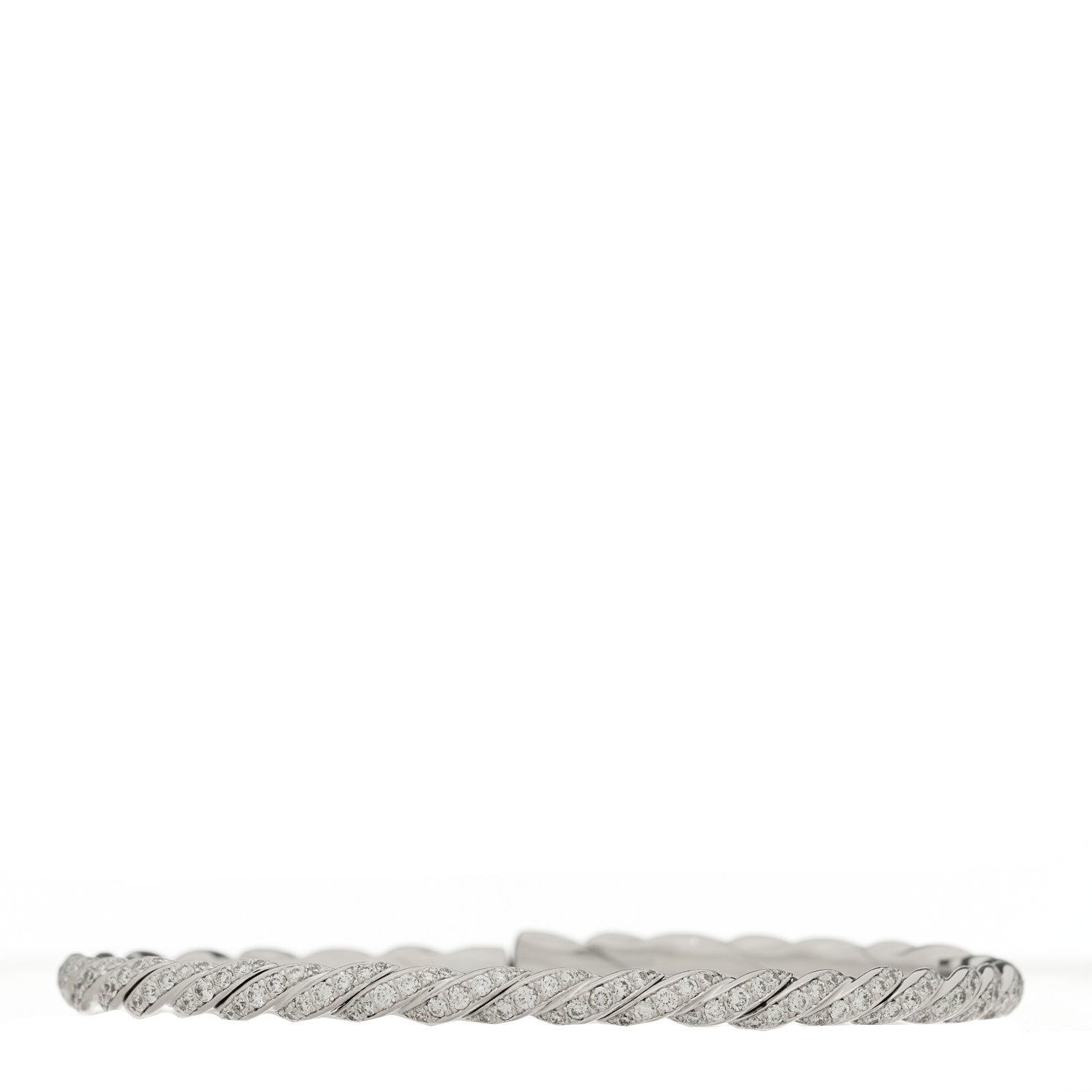 David Yurman 18K White Gold Diamond 3.5mm Paveflex Single Row Bracelet 1 of 3