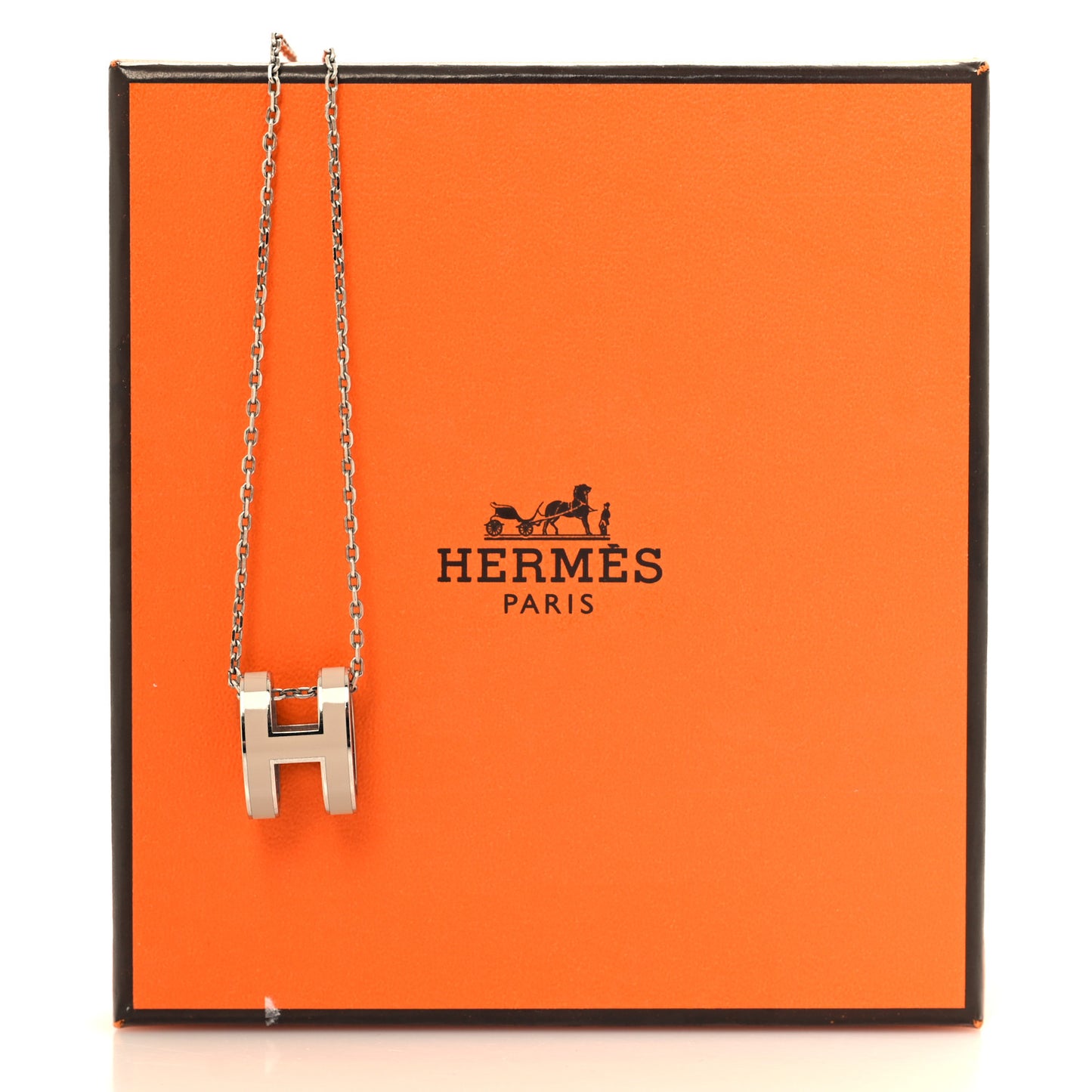 Lacquered Palladium Pop H Pendant Necklace Marron Glace