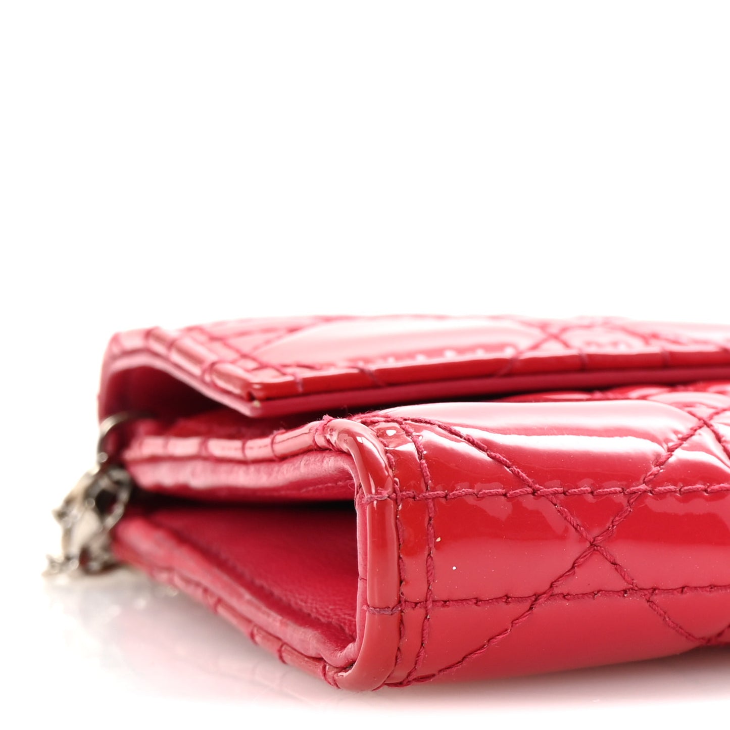 Patent Cannage Lady Dior Rendezvous Wallet On Chain Fuchsia