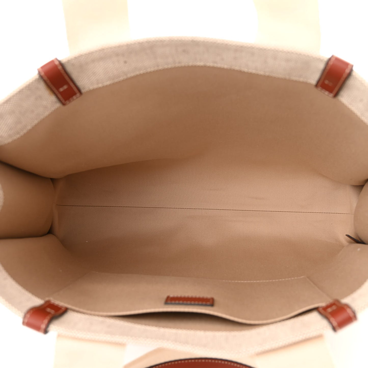Cotton Calfskin Large Woody Ribbon Tote White Brown