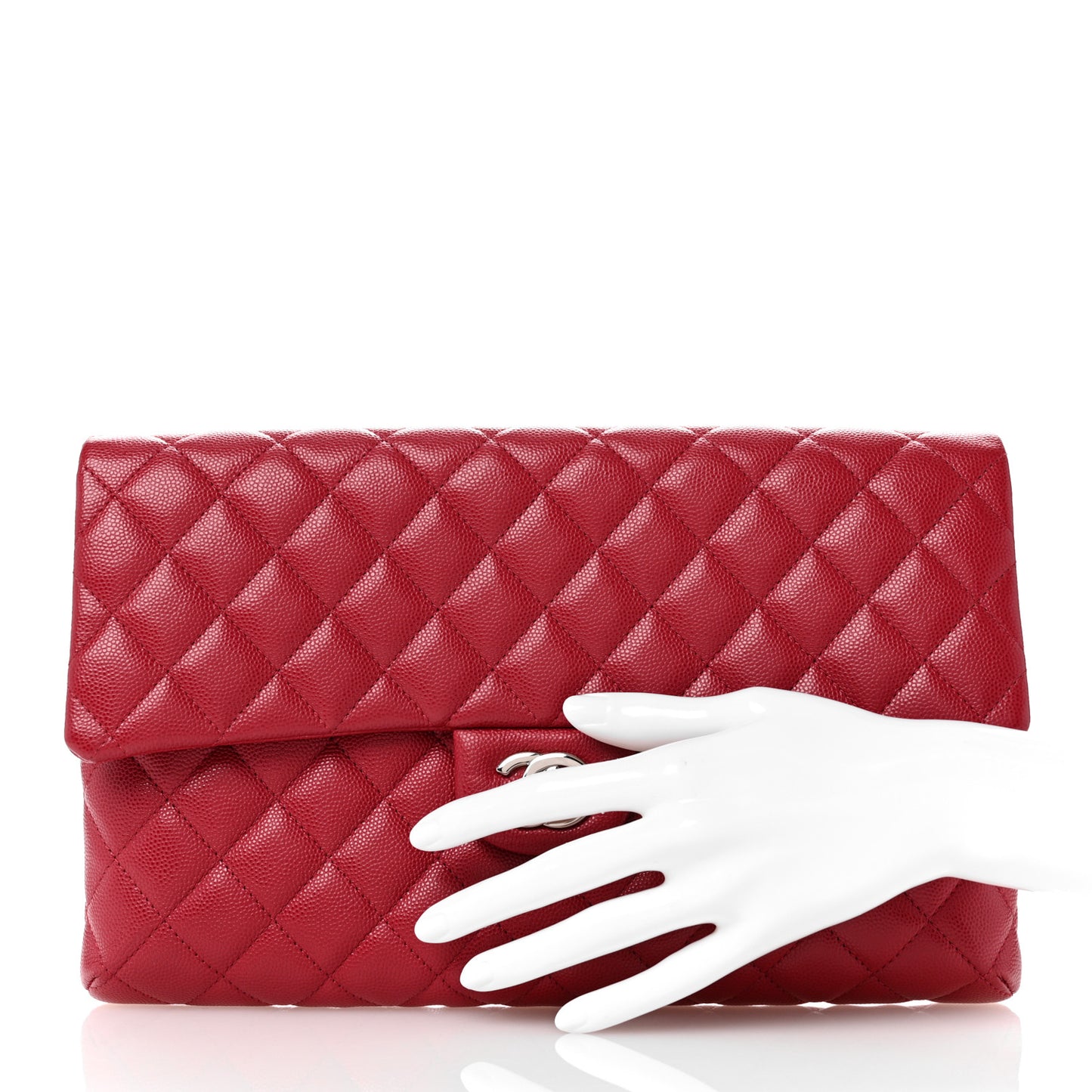 Caviar Quilted Flap Clutch Dark Pink