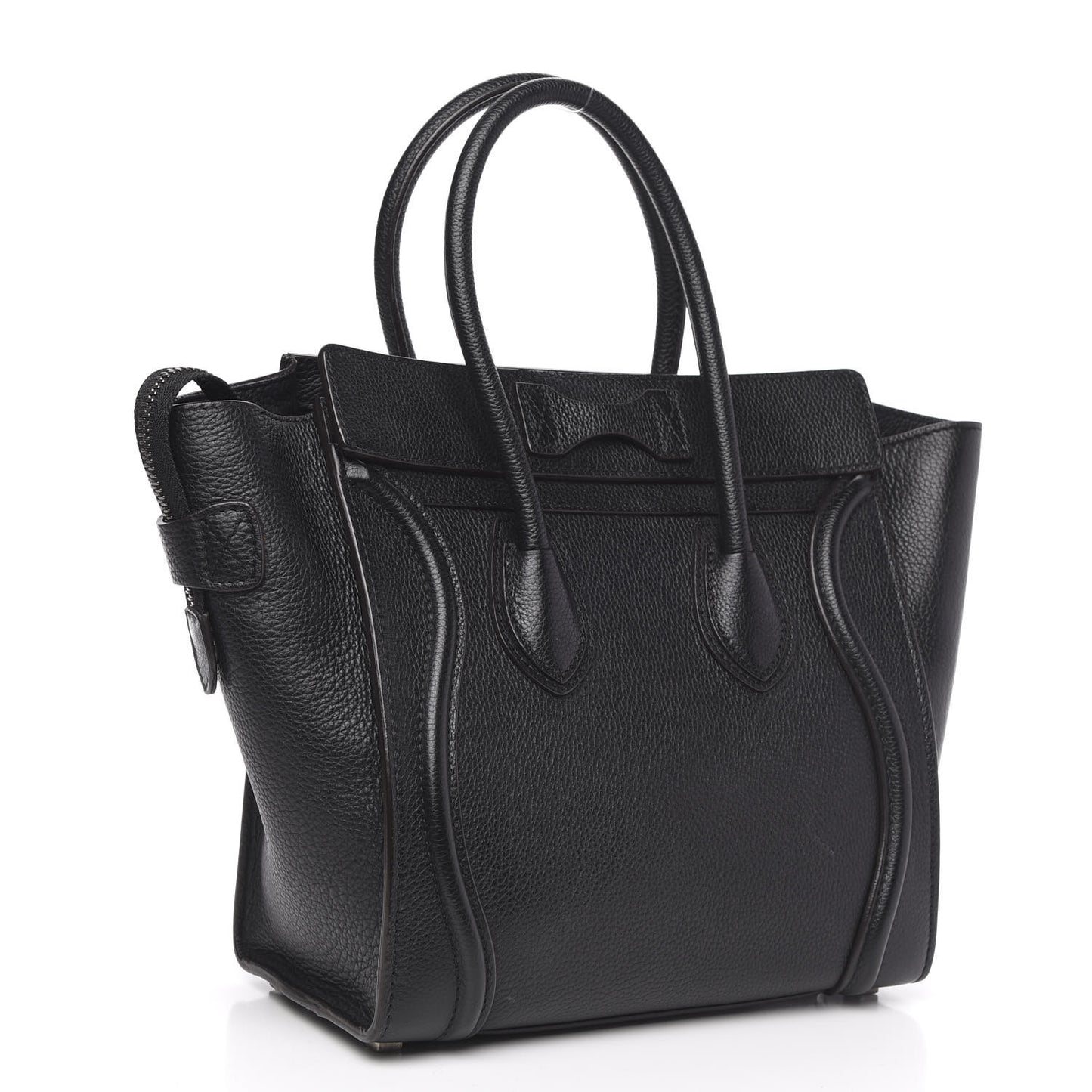 Drummed Calfskin Micro Luggage Black