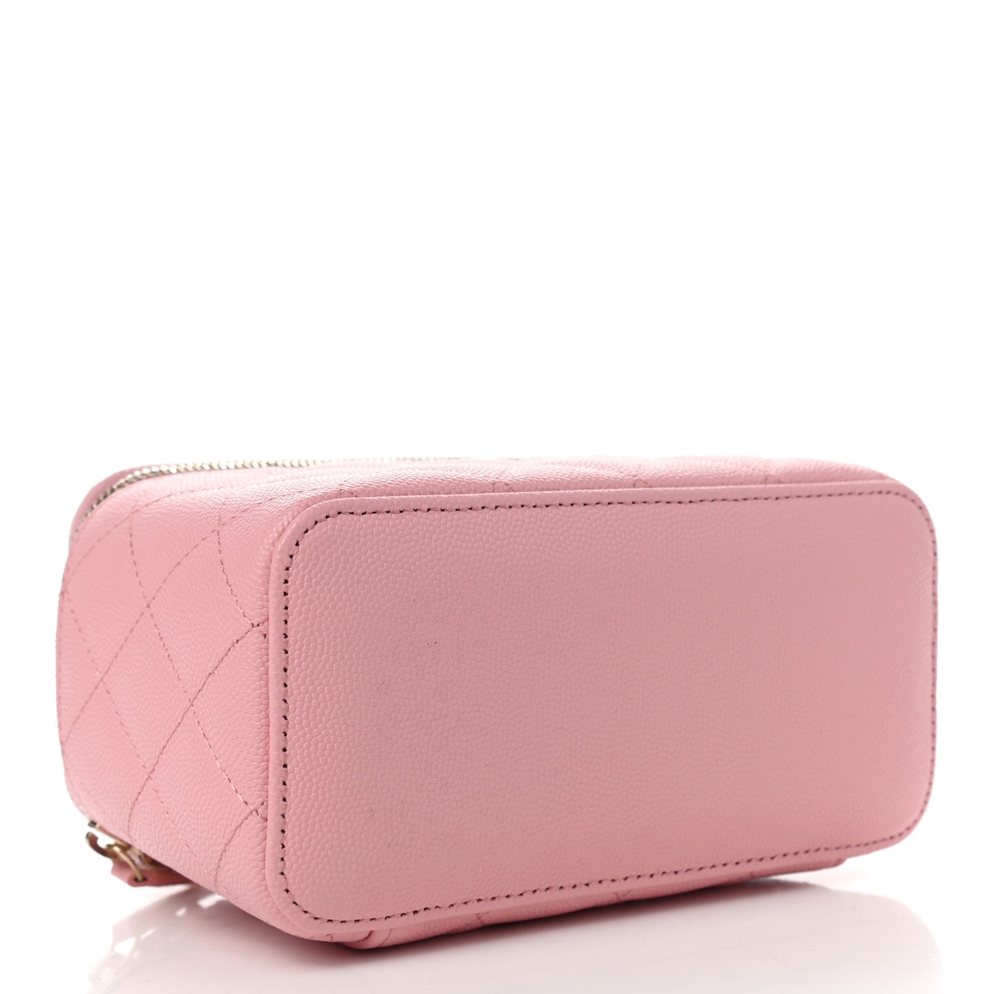 Caviar Quilted Small Vanity Case With Chain Pink