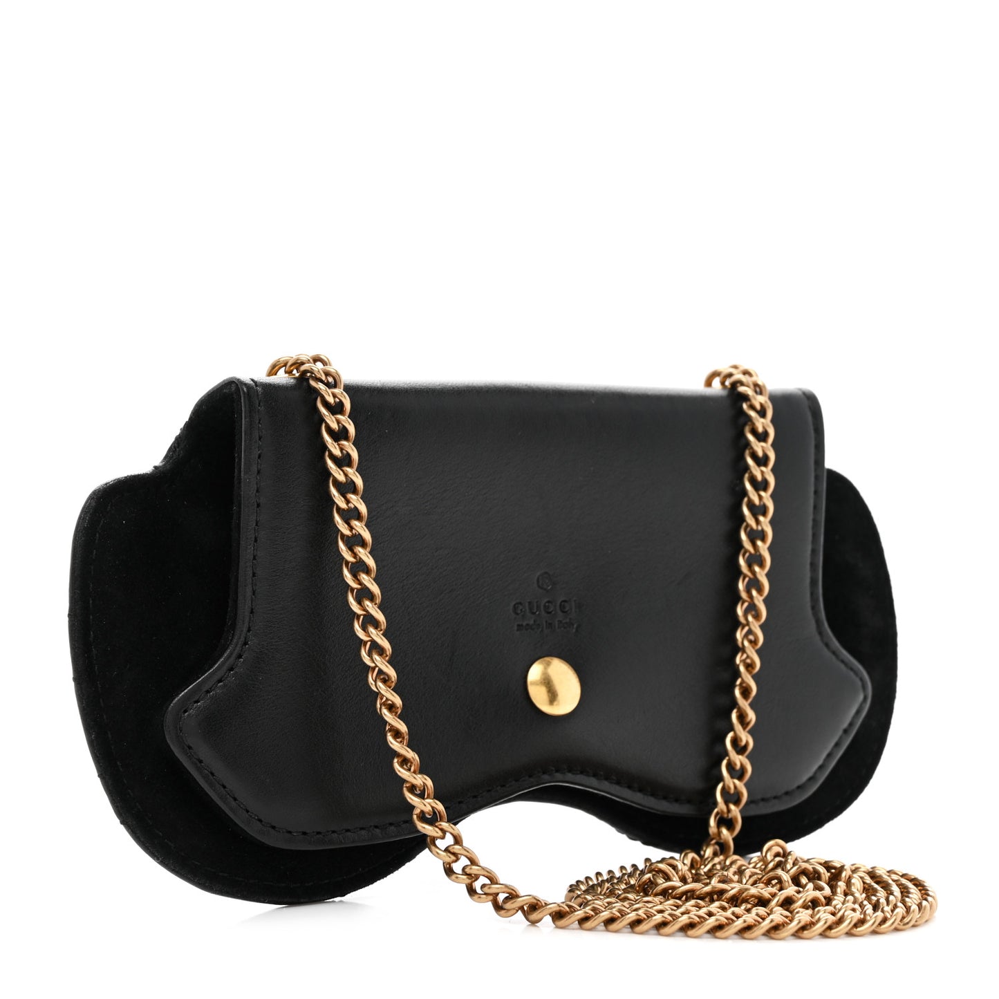 Calfskin Matelasse Animal Studs GG Marmont Chain Sunglasses Case Black