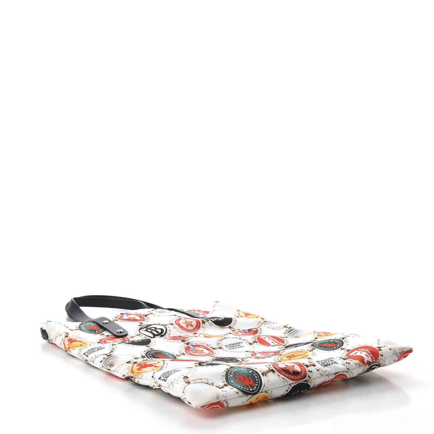 Nylon Bottlecap Print Flat Tote Bag Black