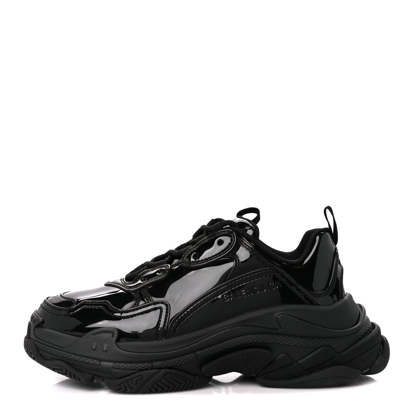 Shiny Rubber Mens Triple S Sneakers 42 Black
