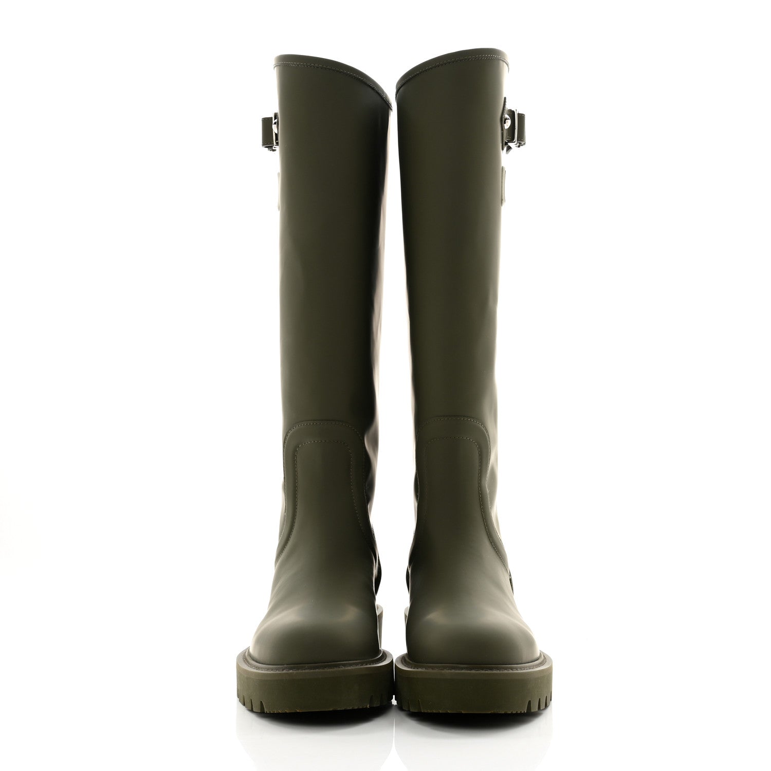 Louis Vuitton Rubber Calfskin Territory Flat High Boots 36 Khaki 2 of 10