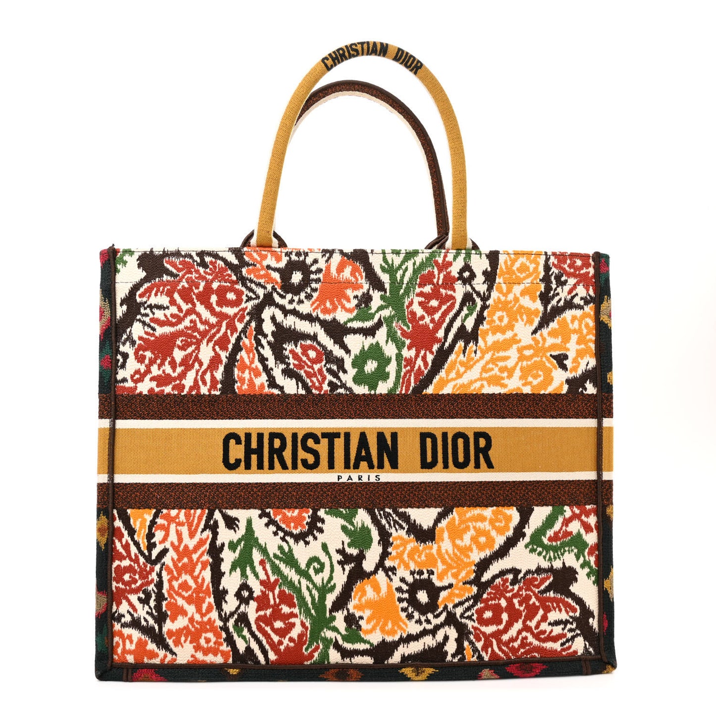 Canvas Embroidered Large Paisley Book Tote Multicolor