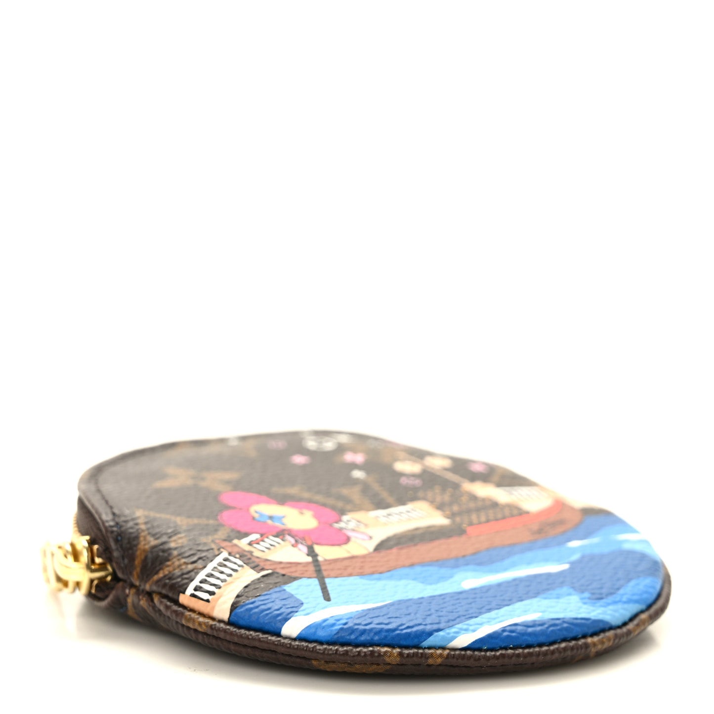 Monogram 2019 Christmas Animation Round Coin Purse Blue