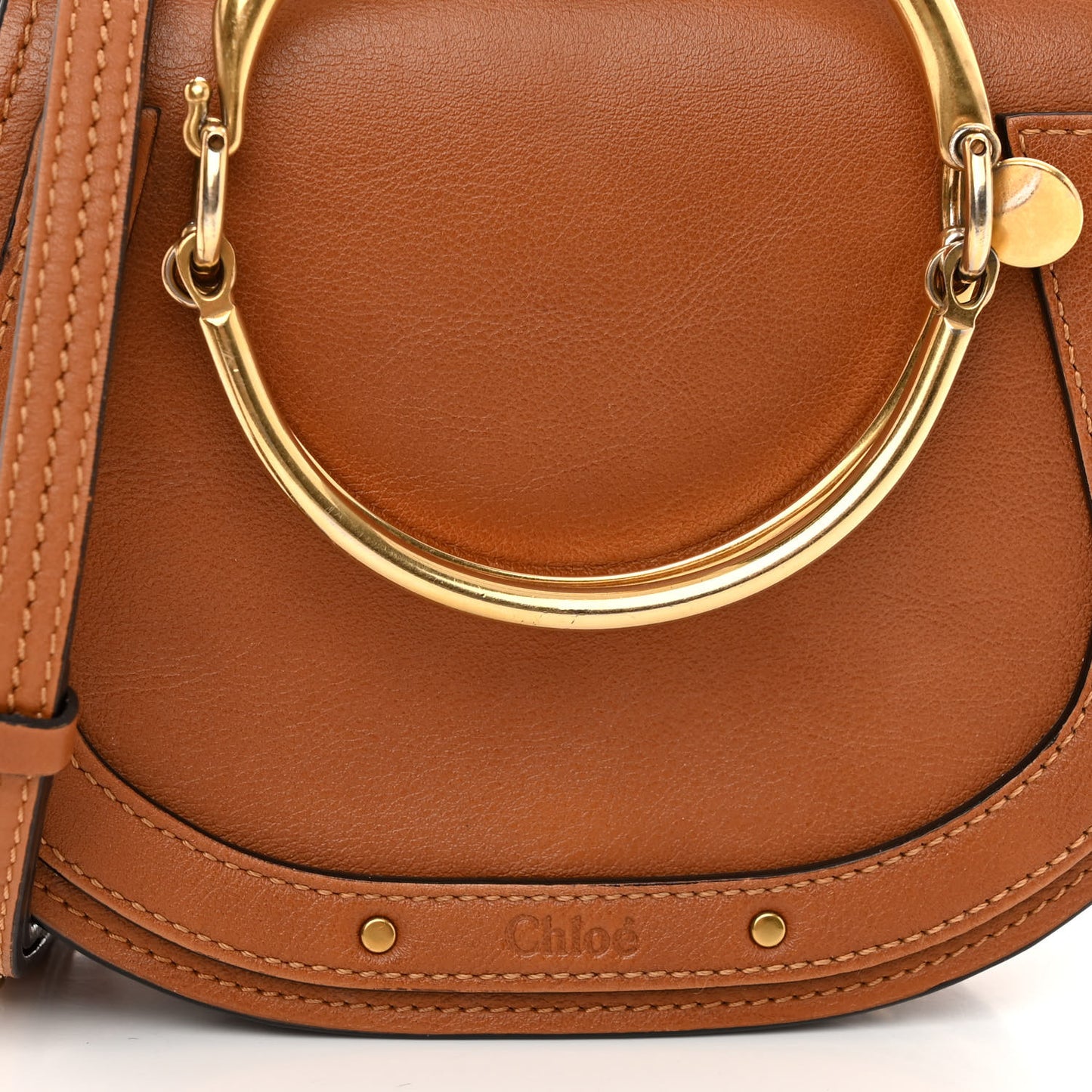 Calfskin Suede Small Nile Bracelet Bag Caramel