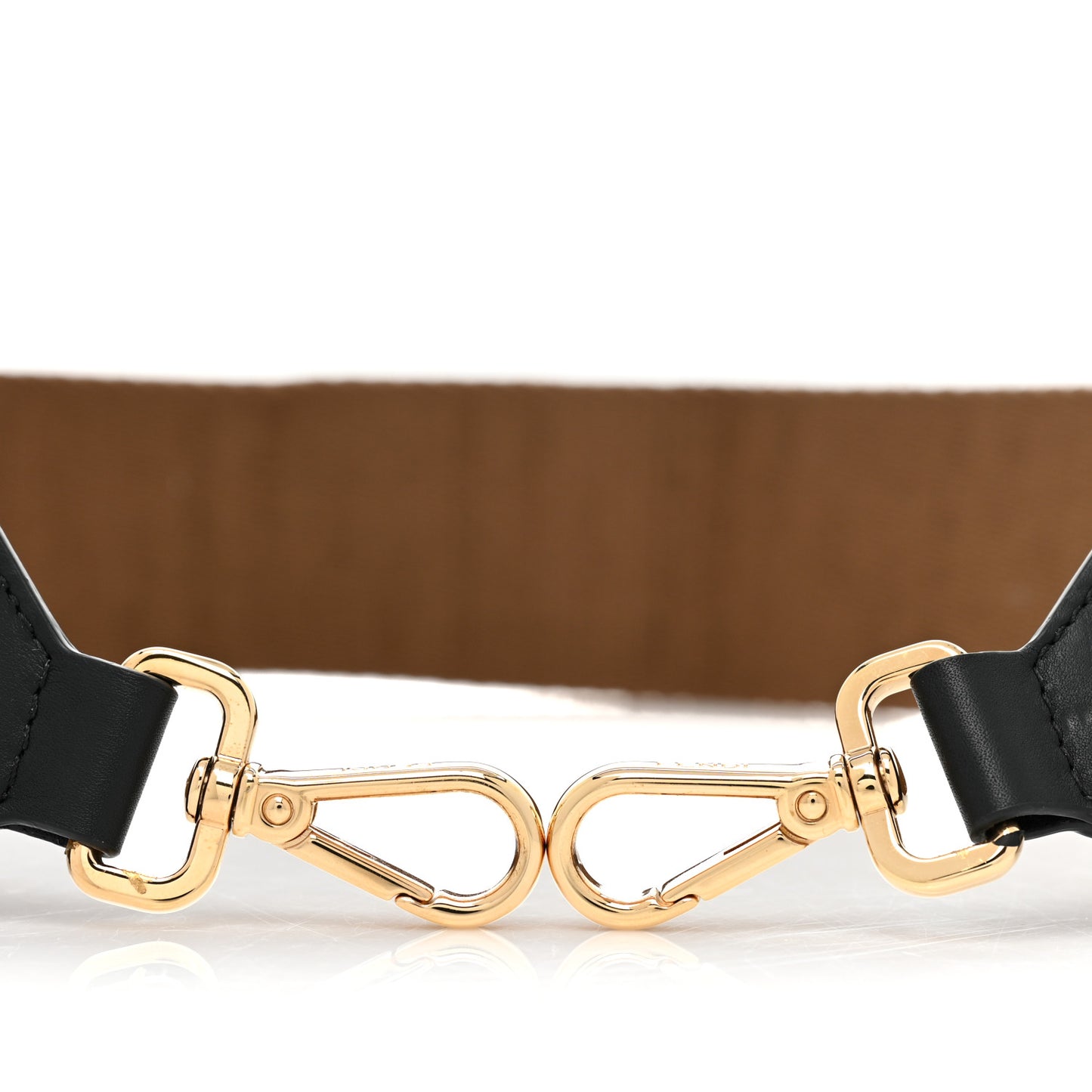 Ribbon Vitello Seta FF 1974 Adjustable Strap You Fango Marrone Black