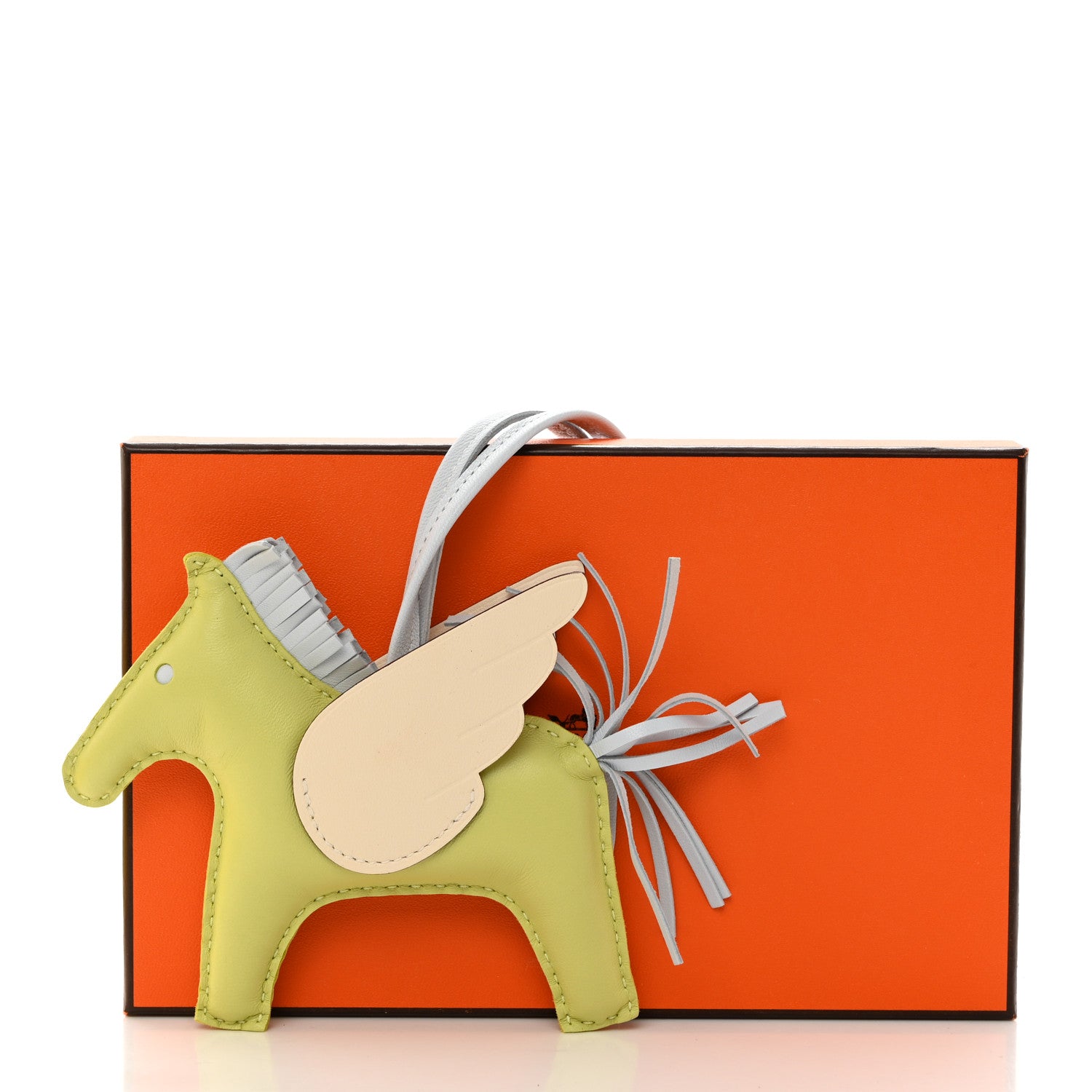 Hermes Milo Lambskin Grigri Rodeo Pegase Horse Bag Charm MM Jaune Bourgeon Bleu Brume Nata 5 of 5