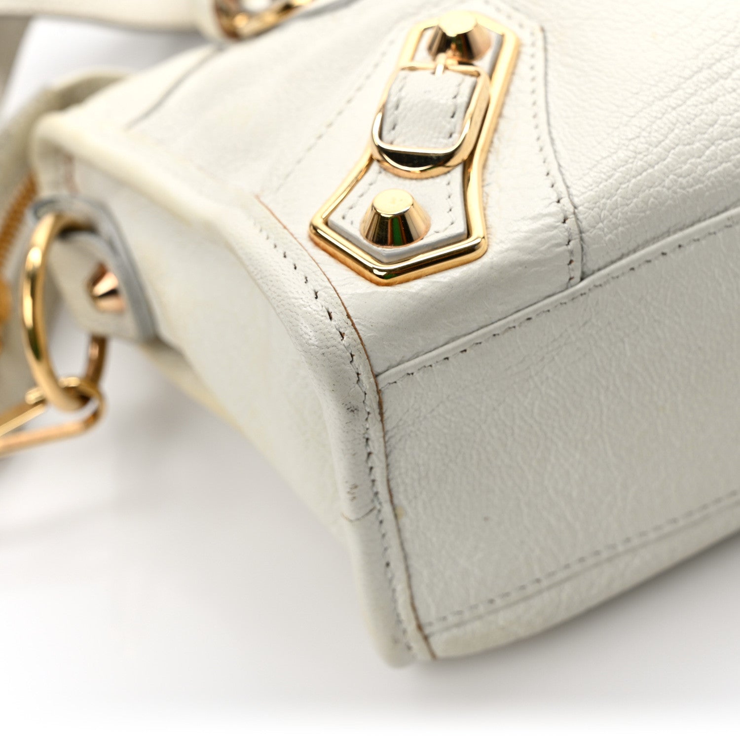 Balenciaga Chevre Gold Metallic Edge Hardware Mini City White 10 of 12