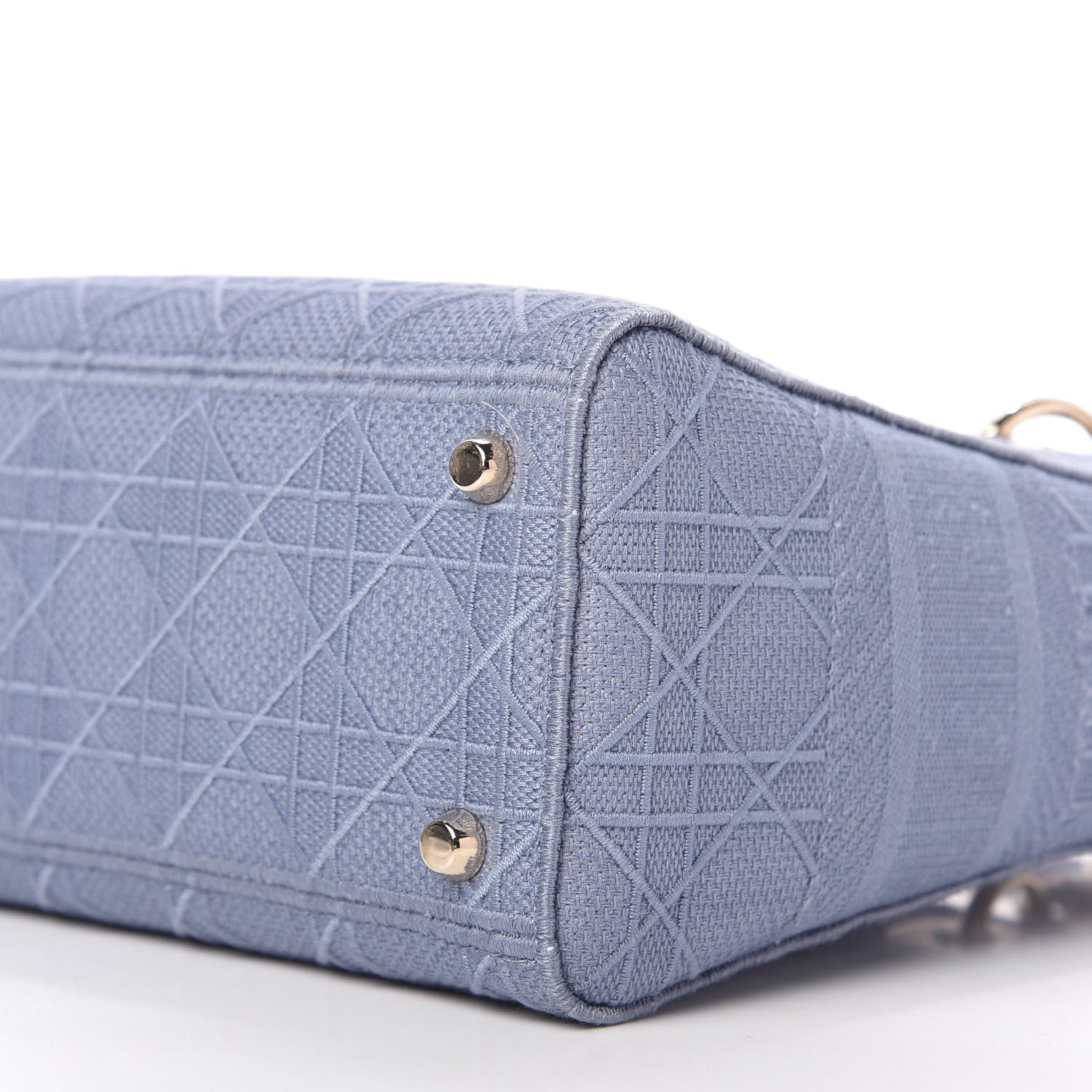 Christian Dior Canvas Embroidered Cannage Medium Lady D-Lite Blue 7 of 10