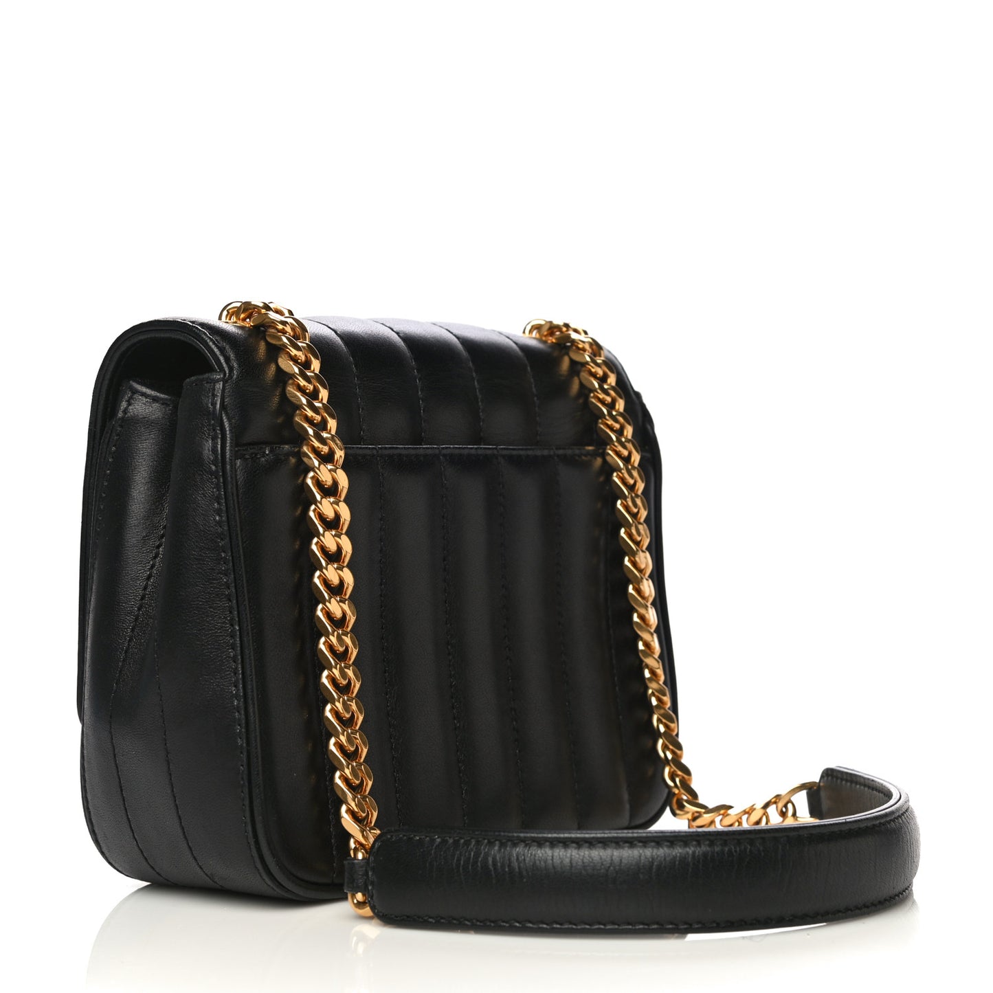 Lambskin Matelasse Monogram Small Vicky Chain Bag Black