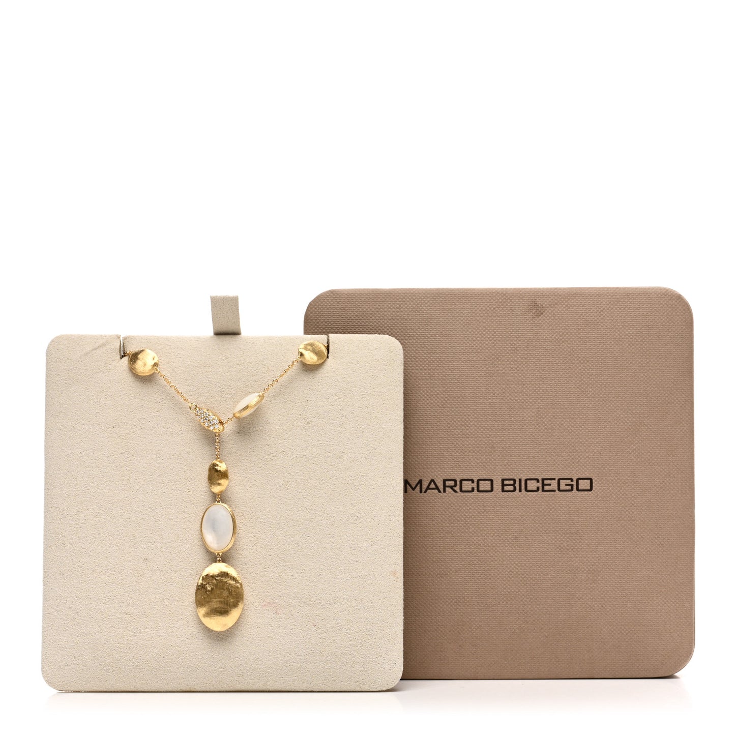 18K Yellow Gold Diamond Mother of Pearl Siviglia Lariat Necklace