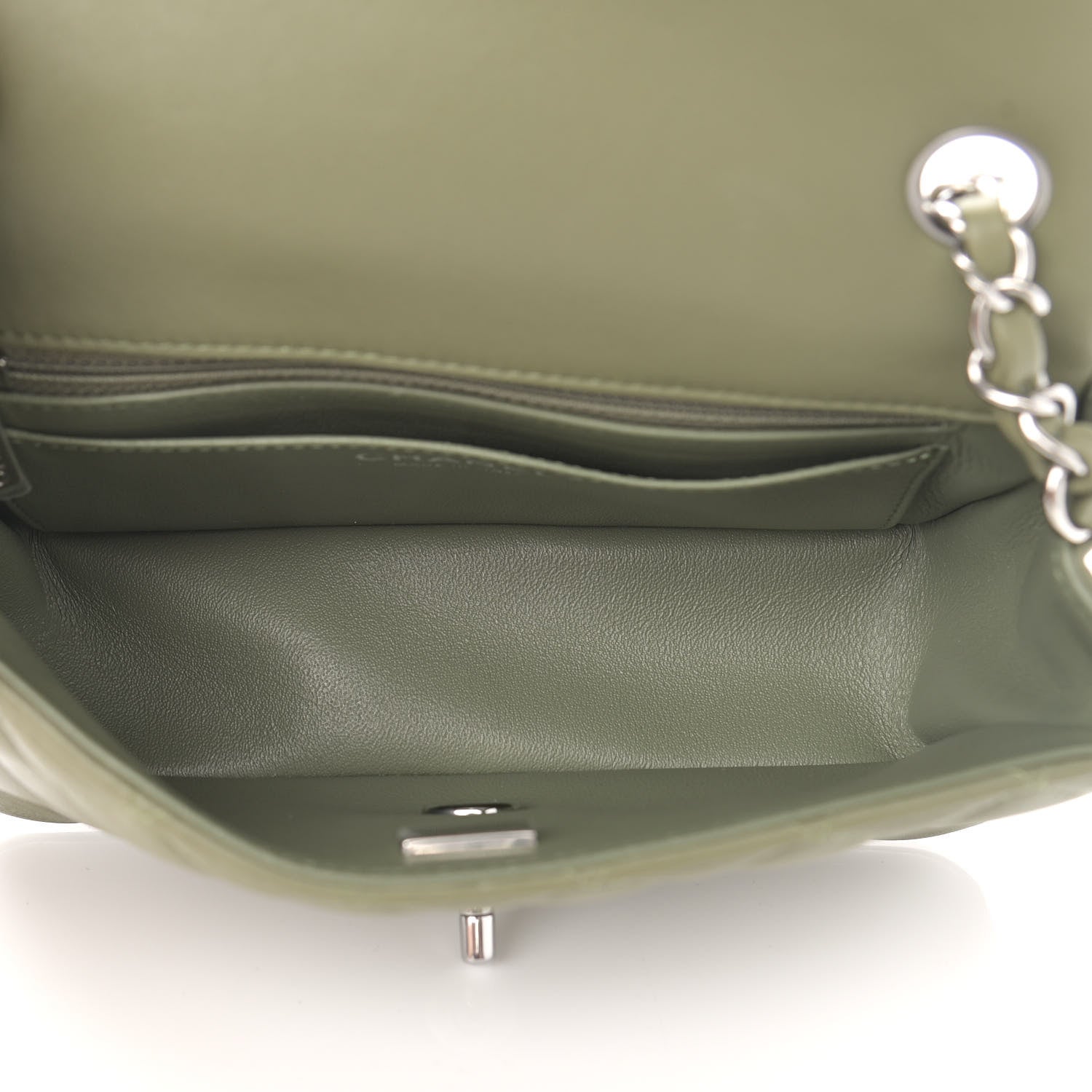 Chanel Lambskin Quilted Mini Rectangular Flap Khaki 4 of 12