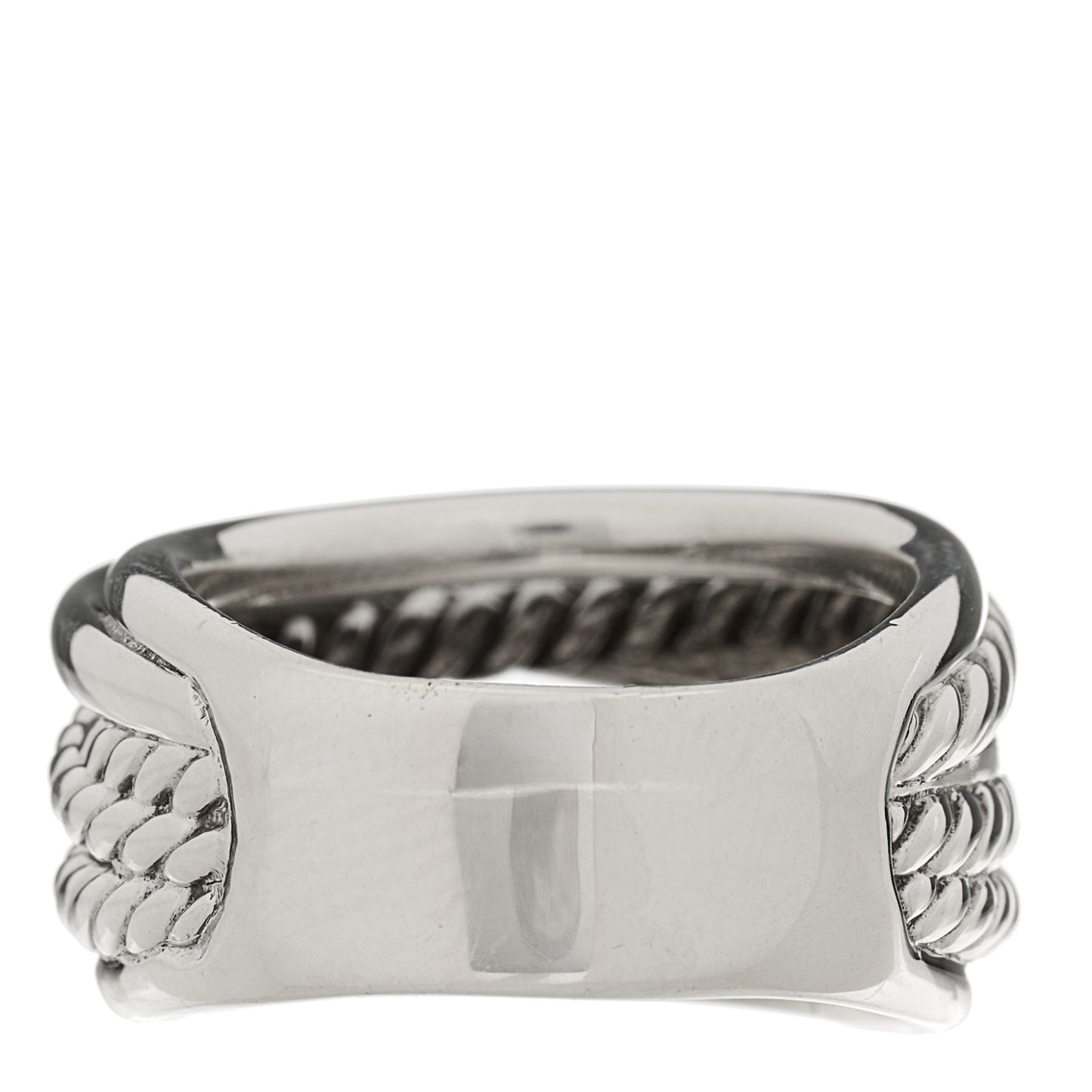 Sterling Silver 15mm Wide Crossover Cable Ring