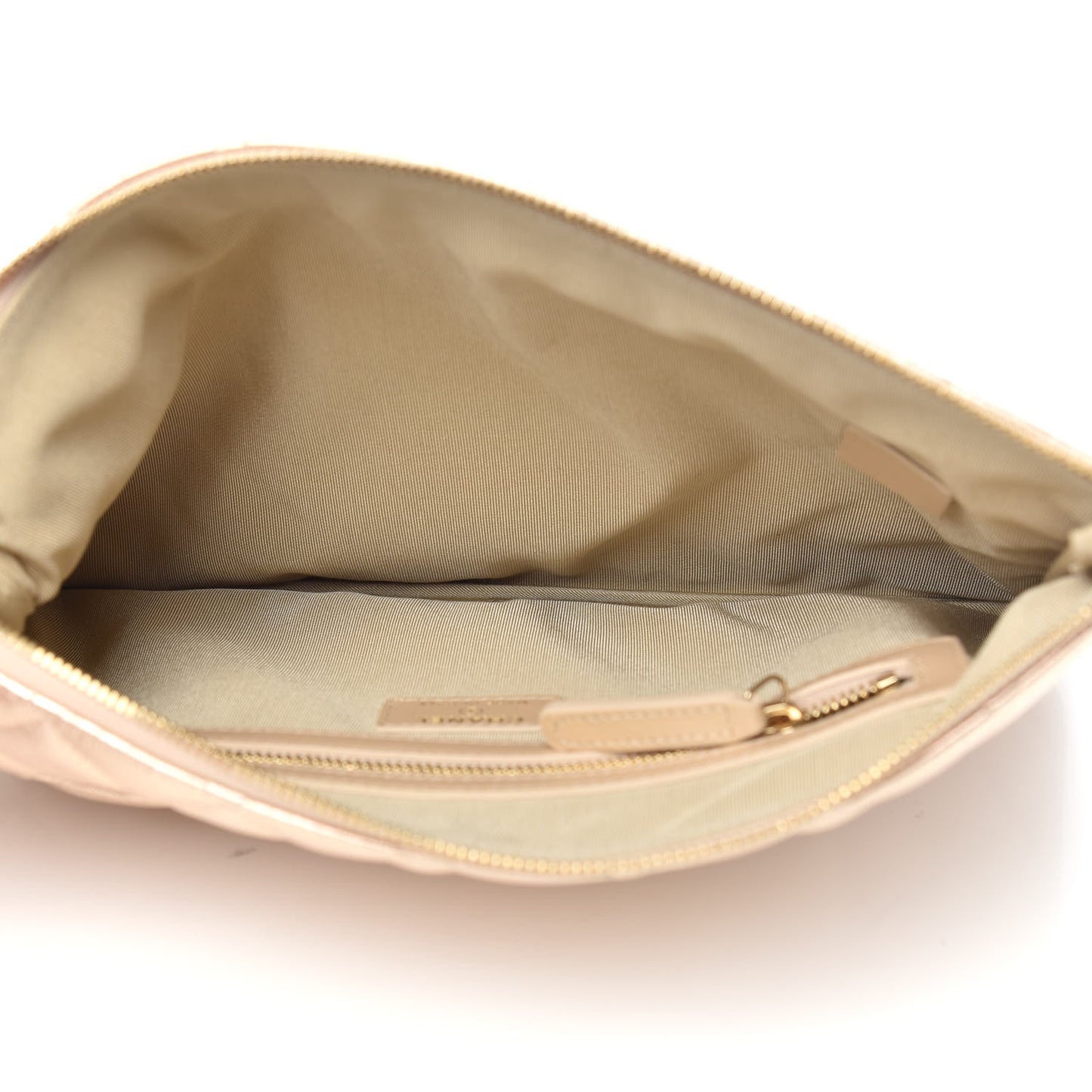 Metallic Lambskin Quilted Medium Cosmetic Case Gold