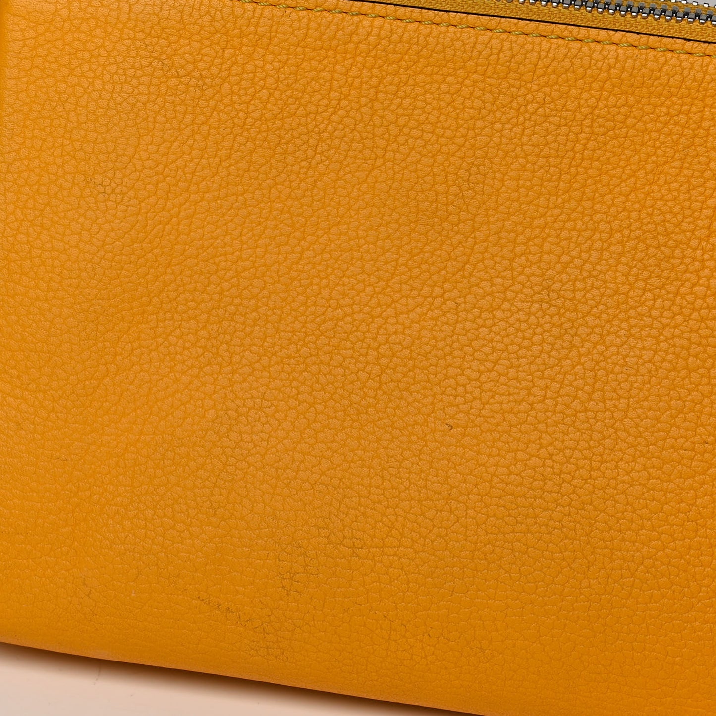 Grained Calfskin Milla Double Crossbody Bag Golden Mango