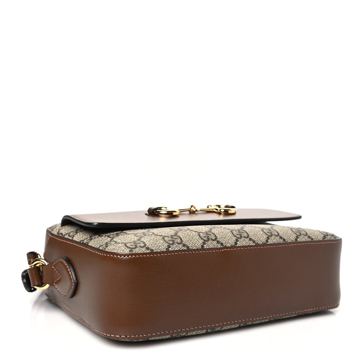 GG Supreme Monogram Small Horsebit 1955 Shoulder Bag Beige Brown Sugar