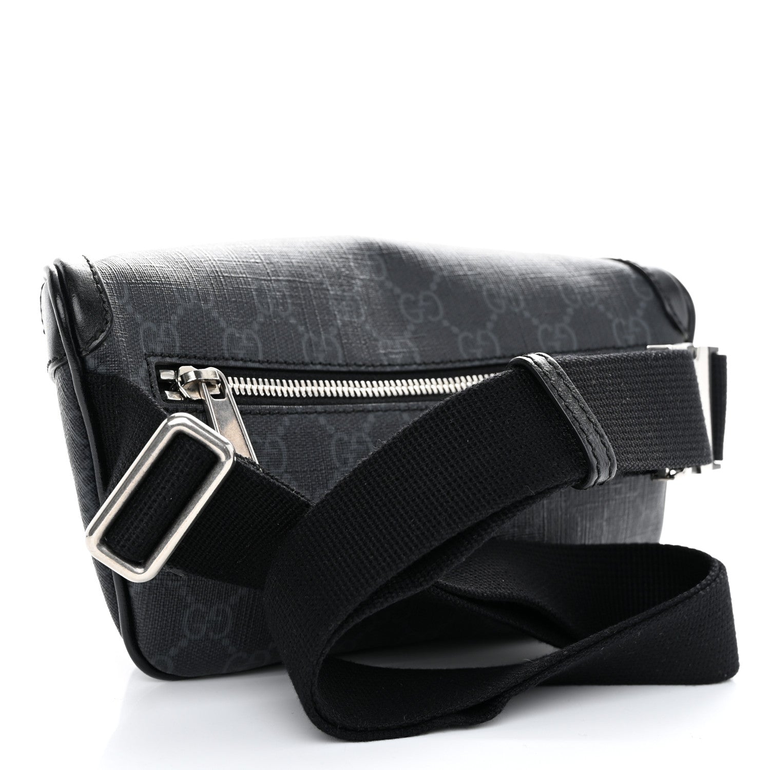 Gucci GG Supreme Monogram Textured Calfskin Retro Interlocking G Belt Bag Black 3 of 10