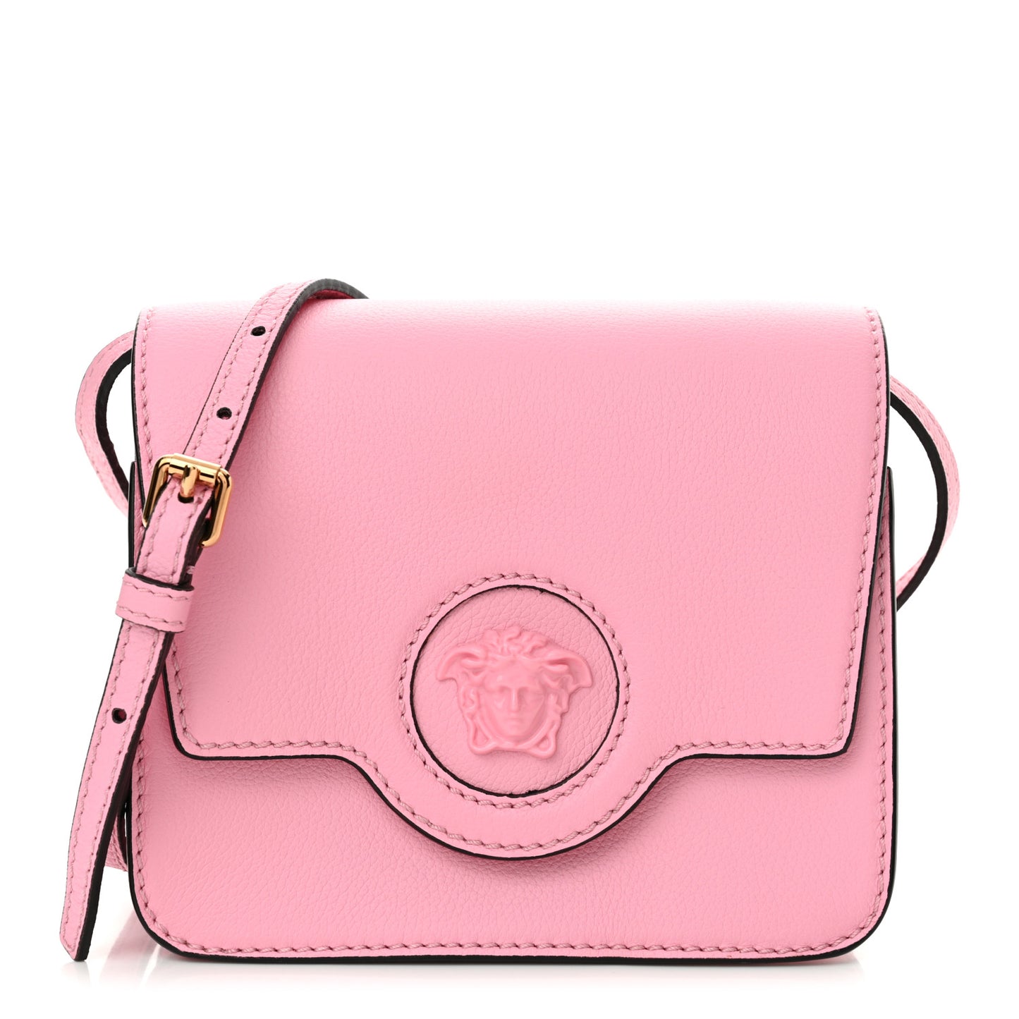Grained Calfskin La Medusa Shoulder Bag Pink
