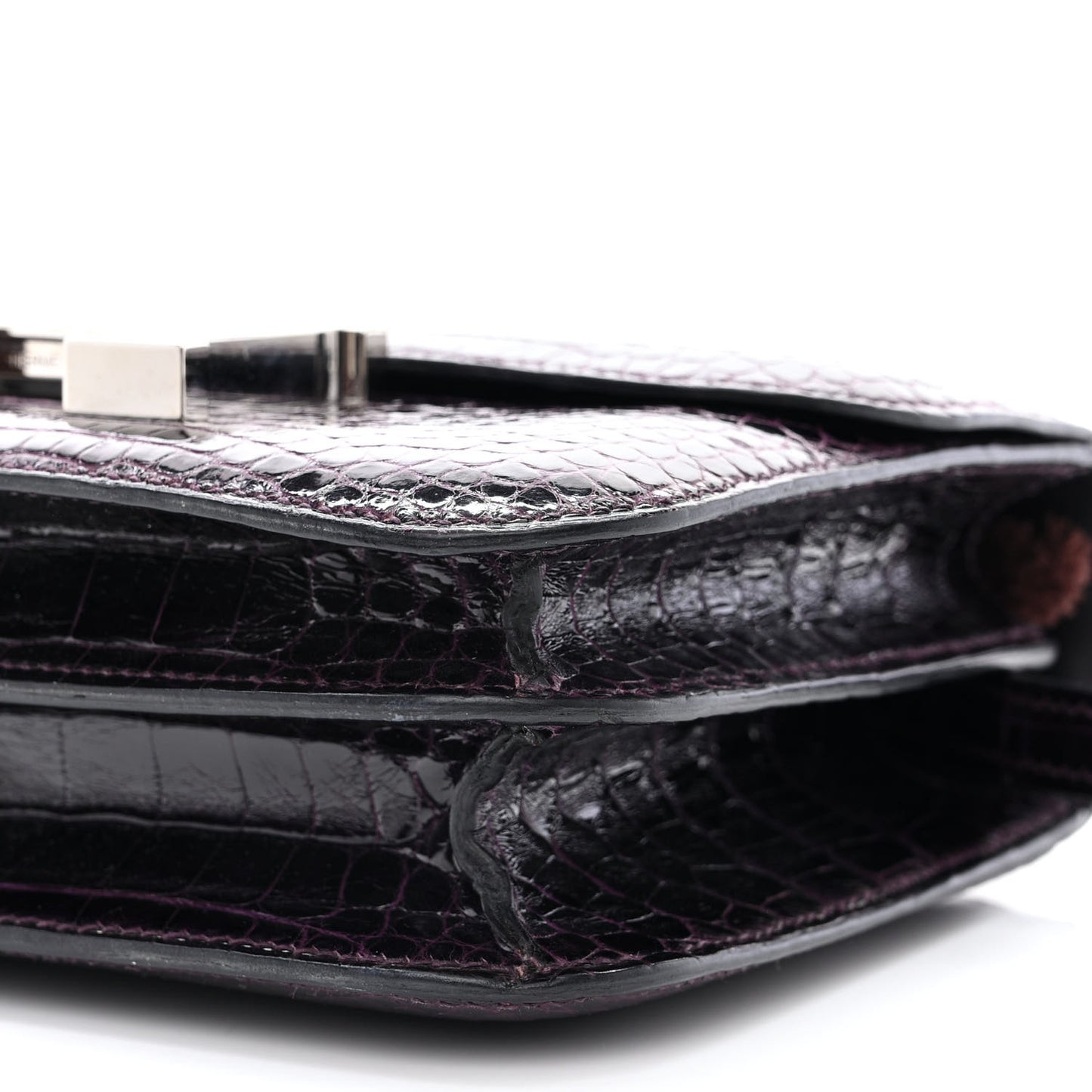 Shiny Alligator Enamel Constance 18 Prunoir Bleu Saint Cyr
