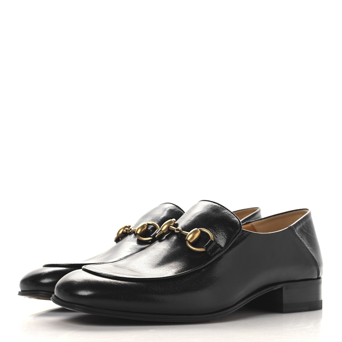 Goatskin Womens Horsebit Mid-Heel Loafers 38 Black