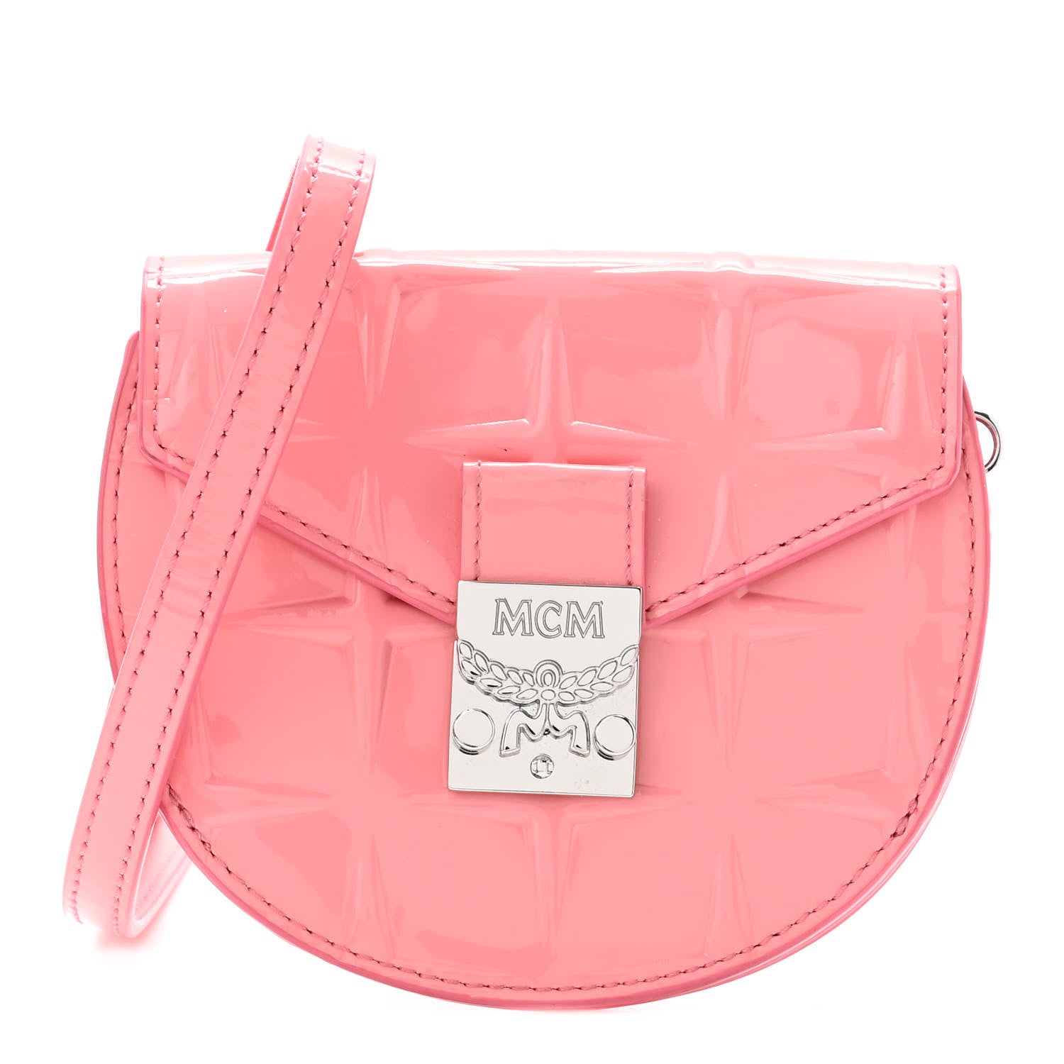 MCM Diamond Patent Patricia Round Crossbody Bag Salmon Rose 1 of 8