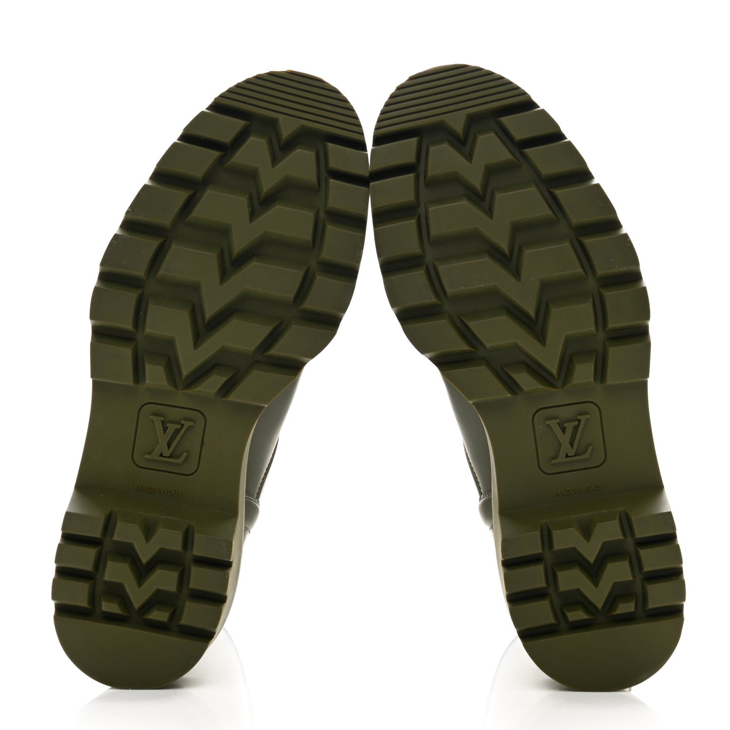 Rubber Calfskin Territory Flat Boots 37 Khaki