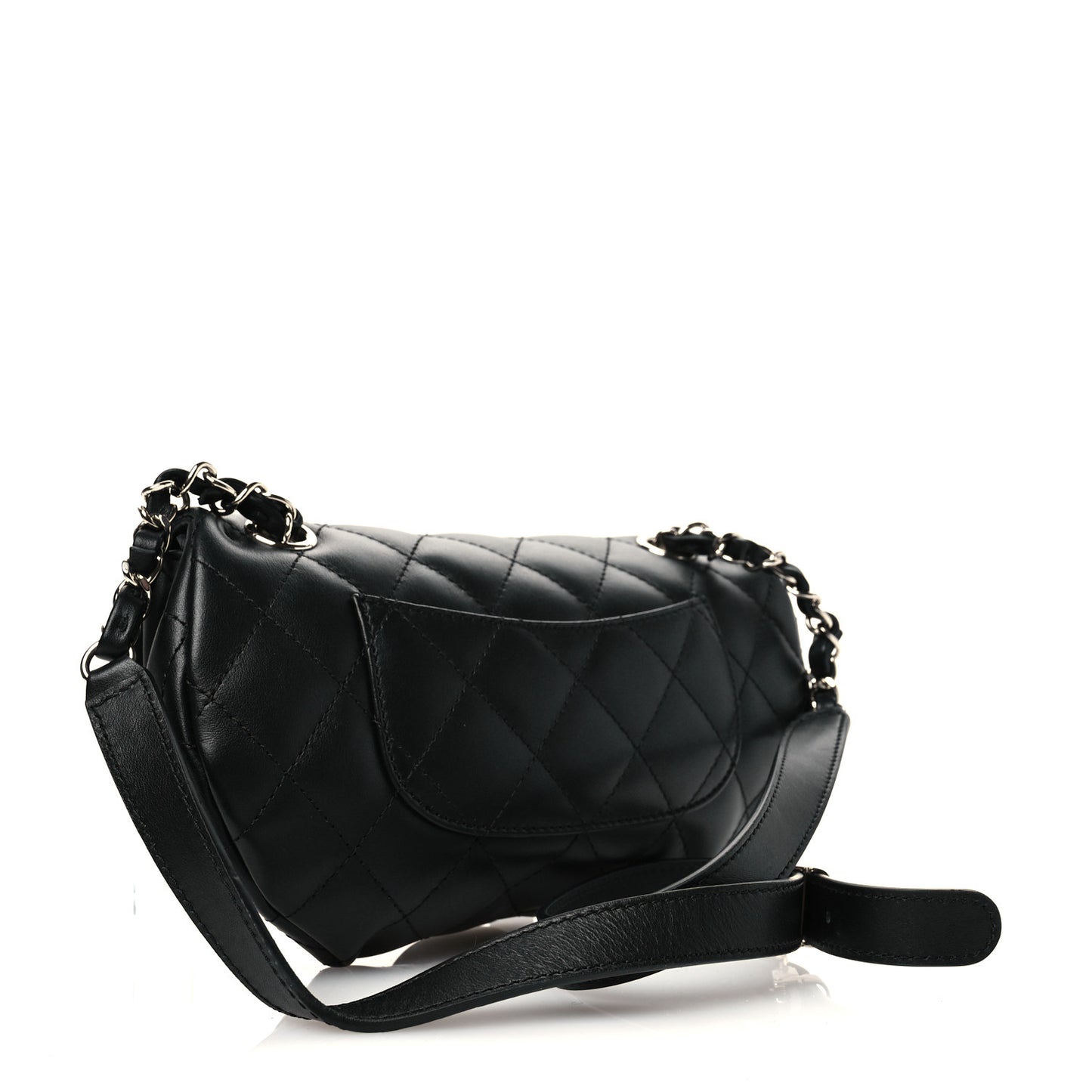 Calfskin Quilted CC Uniform Flap Belt Bag Black